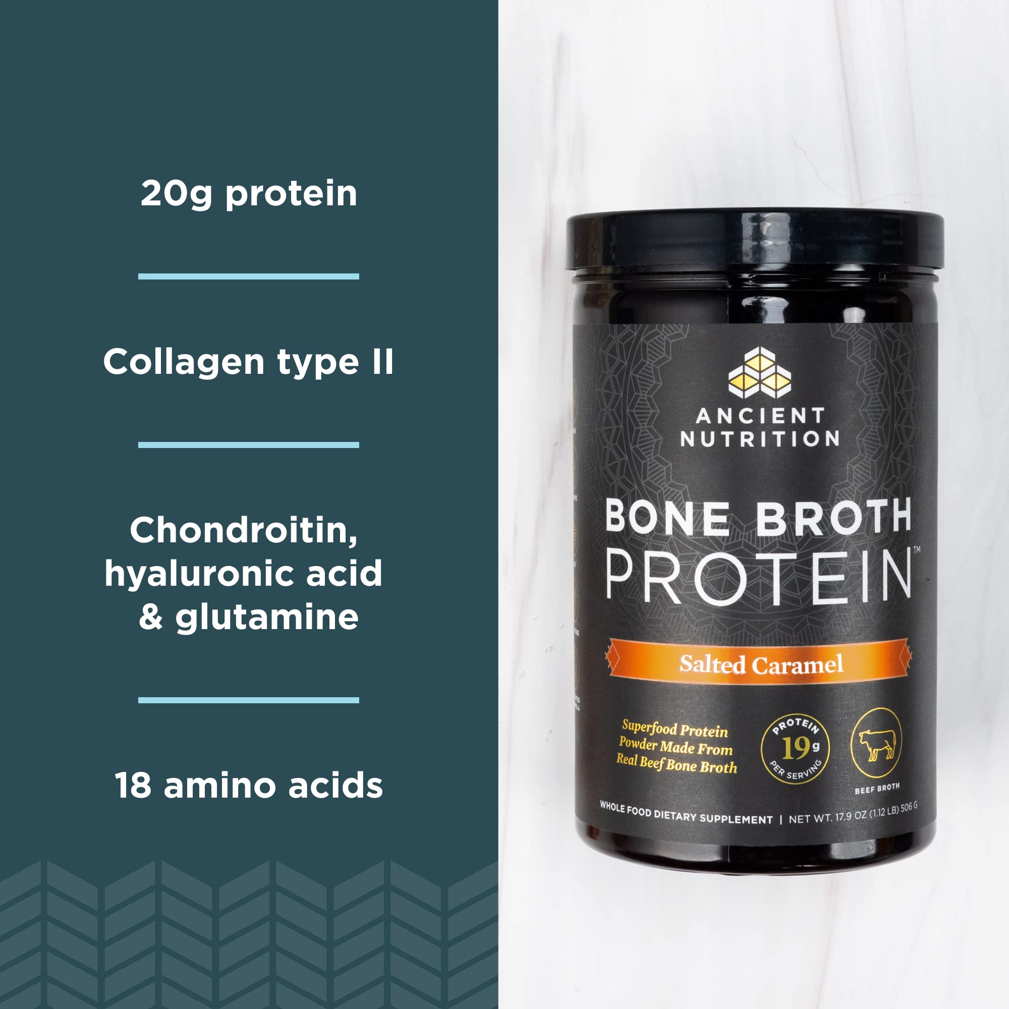 Ancient Nutrition Bone Broth Protein Powder, Salted Caramel, 19g Protein per Serving Ancient Nutrition buy supplements canada