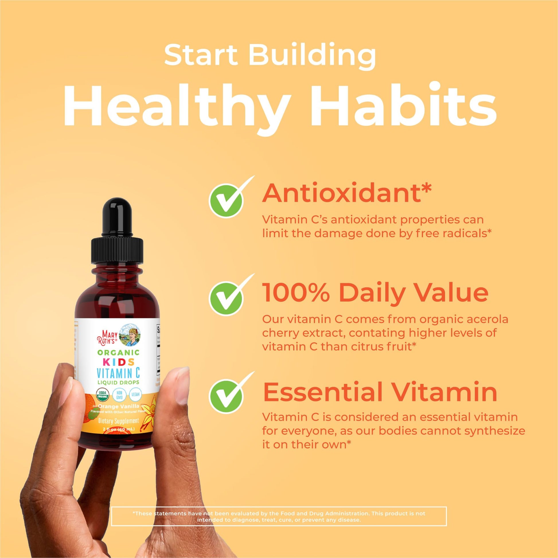 MaryRuth Organics USDA Kids Vitamin C Drops | Vegan Immune Support Supplement for Ages 4-13 | Immune Support & Overall Health | Vitamin C from Organic Acerola Fruit Extract | 2oz MARYRUTH'S buy supplements canada