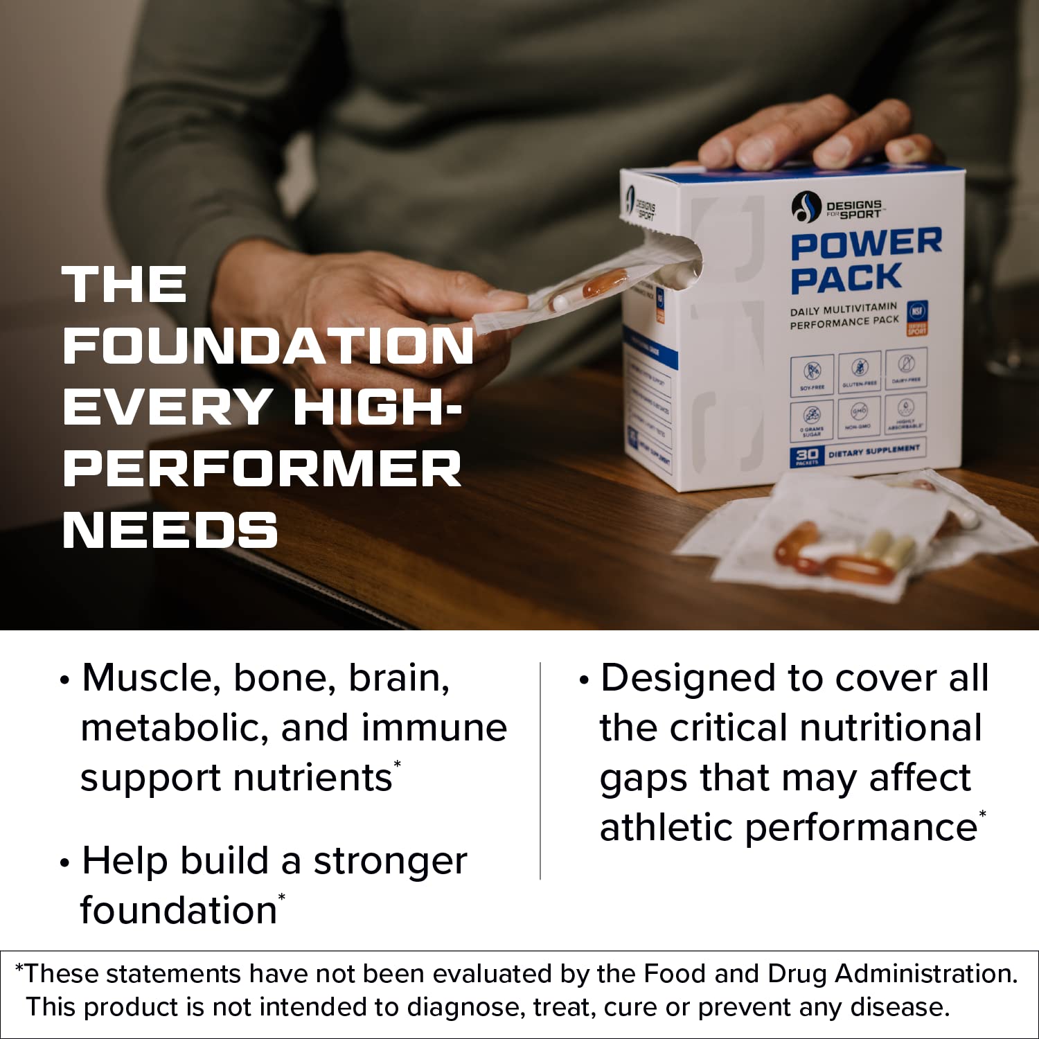 Designs for Sport Vitamin Packs - NSF Certified for Sport Power Pack with Daily Multivitamin, Fish Oil Omega-3, Magnesium Glycinate & Vitamin D3 + K - Athlete's Supplement Stack (30 Packets) Designs for Sport buy supplements canada