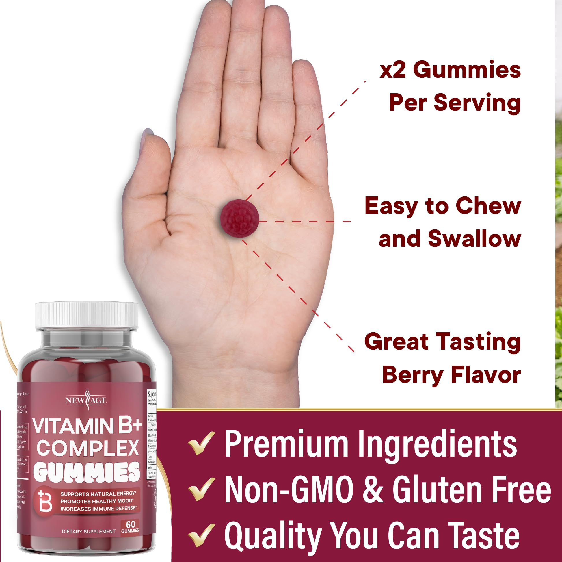 NEW AGE Vitamin B Complex Gummies with Vitamin B3, B6, & B12 – with Biotin, Folic Acid & Vitamin C – Gluten-Free, Vegan NEW AGE buy supplements canada