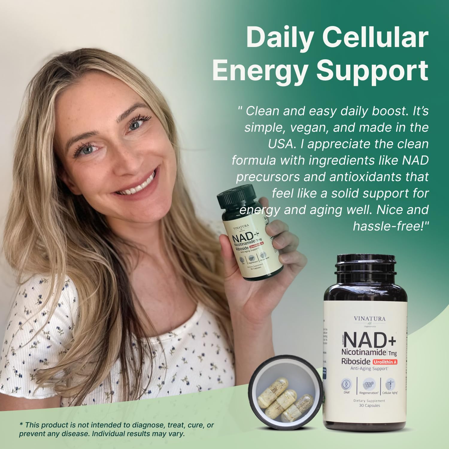VINATURA NAD Supplement, Nicotinamide Riboside with Resveratrol - Advanced NAD+ Supplement with TMG and Urolithin A, for Women and Men - 30 Vegan Capsules VINATURA buy supplements canada