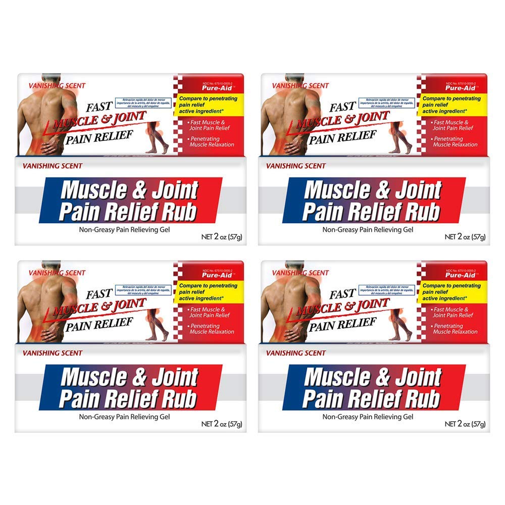 Pure-Aid Muscle & Joint Pain Relief Rub, Fast Relief from Minor Arthritis, Backache, Muscle & Joint Pain Non-Greasy Cream, 2oz (4pk) Pure-Aid buy supplements canada