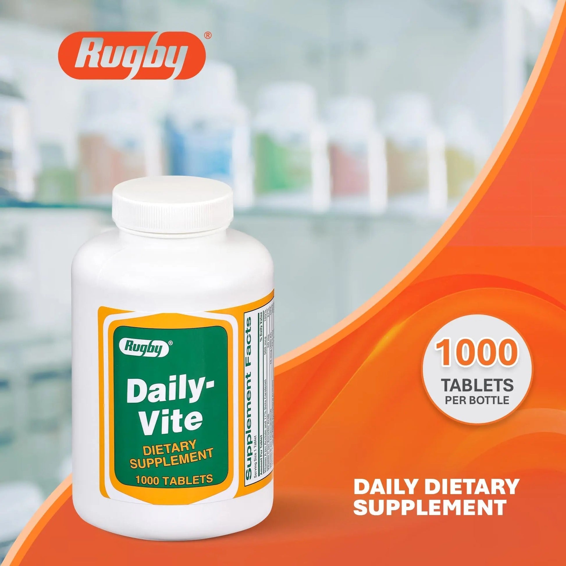 Rugby Daily-Vite Multivitamin Tablets, Gluten-Free Dietary Supplement for Adults, Supports Overall Health, No Artificial Flavors - 1000 Count (1 Pack) RUGBY LABORATORIES buy supplements canada