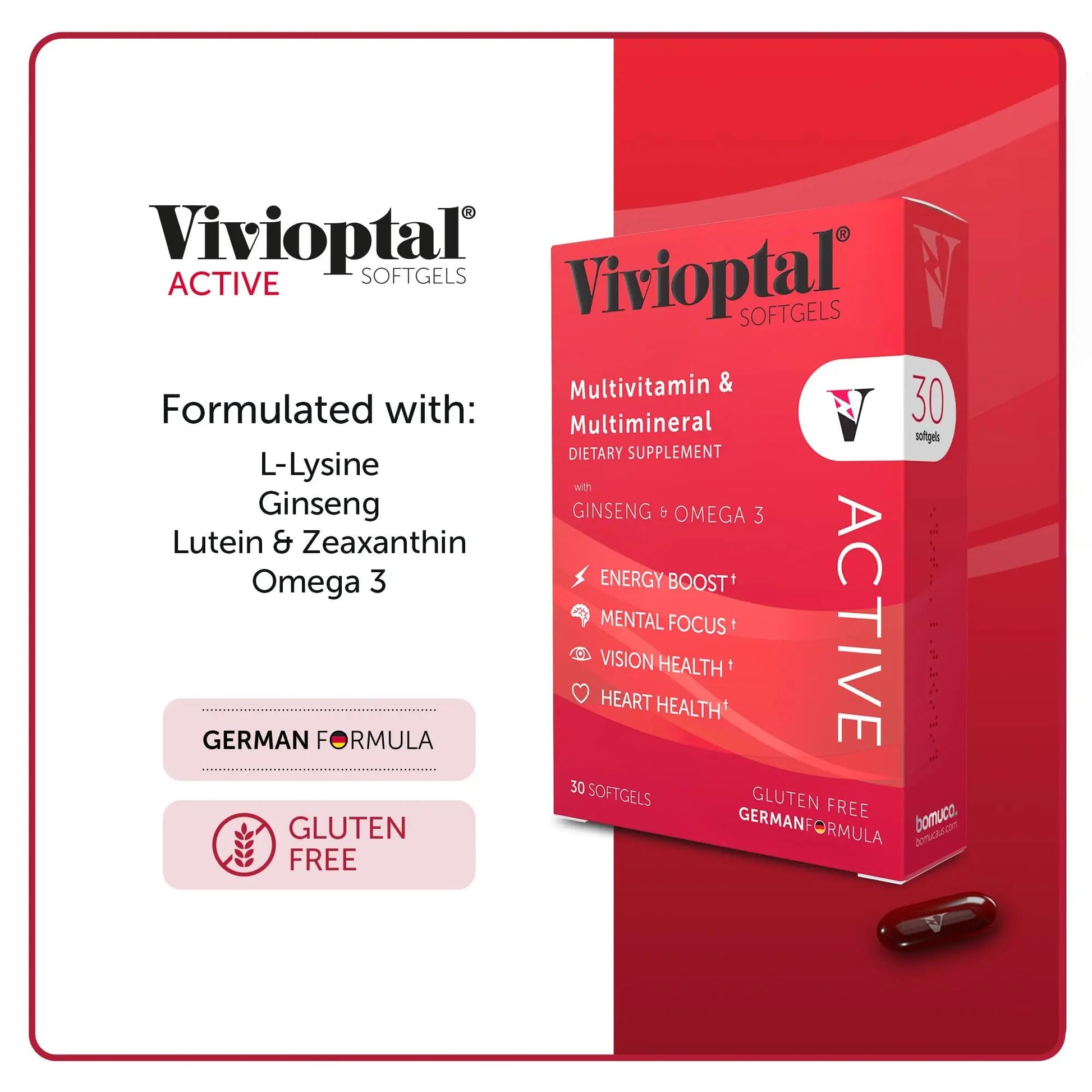 Vivioptal Active, 30 Softgels, Ginseng & Omega 3, Multivitamin & Multimineral, Gluten Free, German Formula Vivioptal Vitamins buy supplements canada