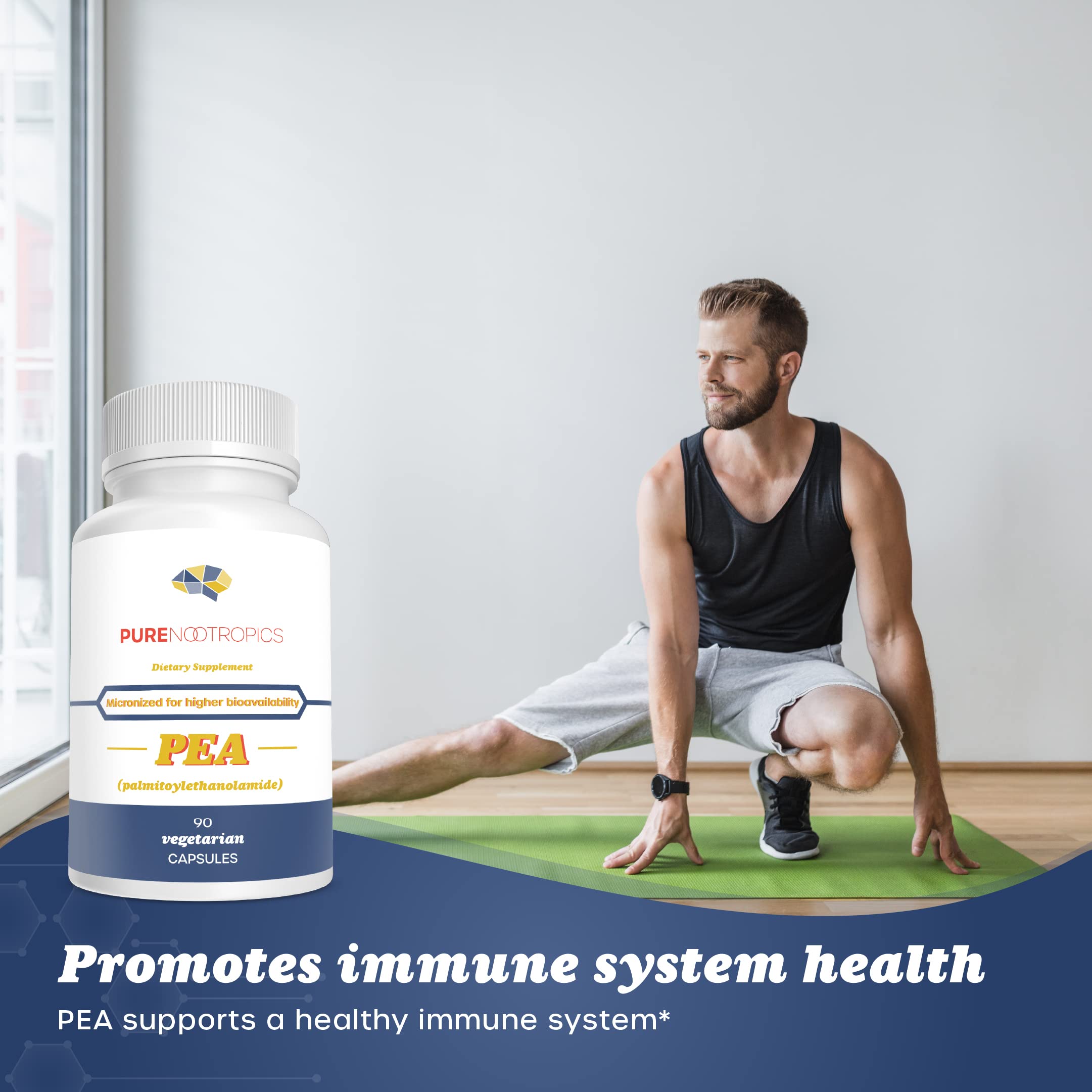Pure Nootropics - Palmitoylethanolamide (Micronized Pea) 400 mg Capsules | 90 Veg Caps Value Pack | Supports Relief from Occasional Discomfort | Supports Immune System Pure Nootropics buy supplements canada