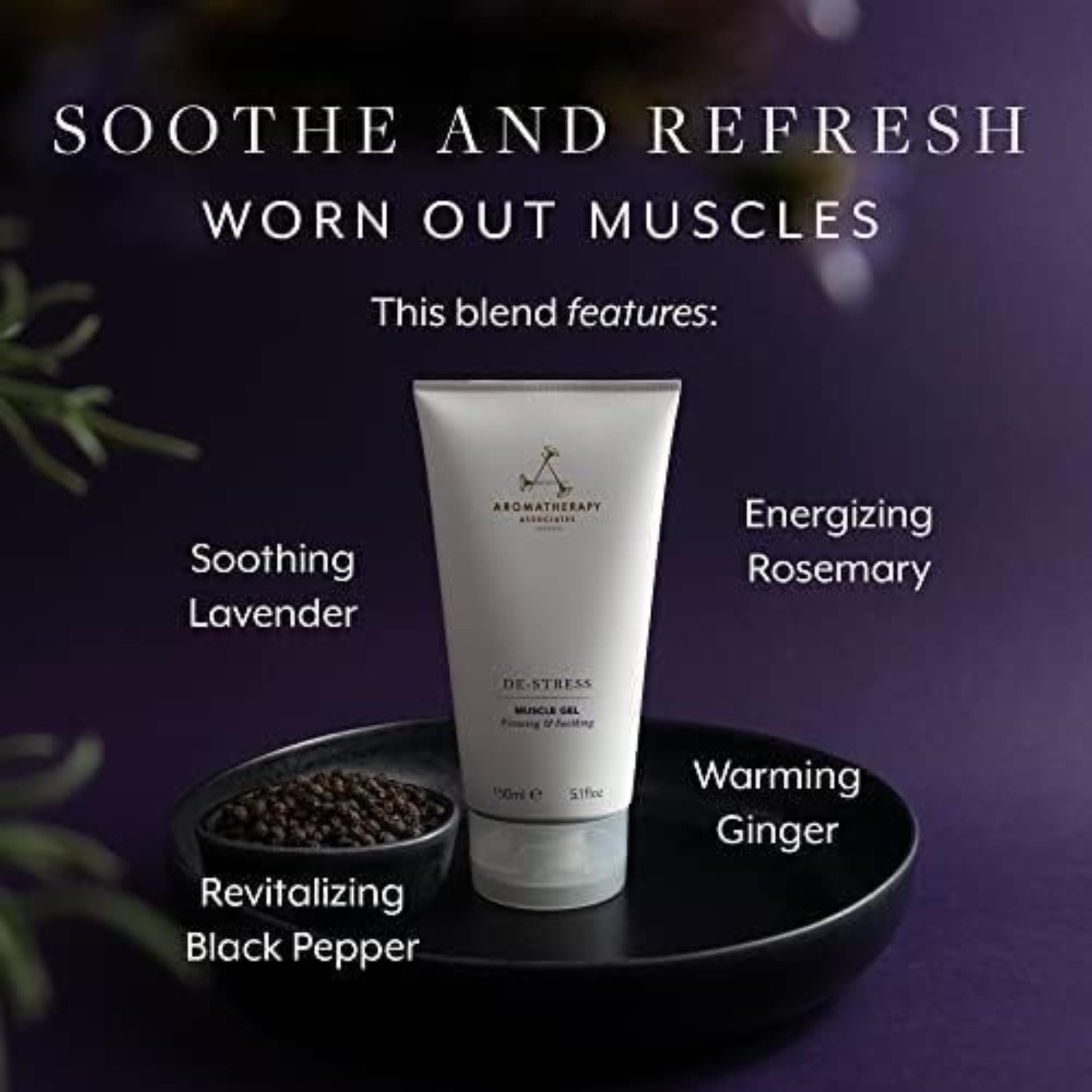 Aromatherapy Associates De-Stress Muscle Gel, Cooling & Warming Massage Gel with Ginger, Black Pepper & Rosemary Essential Oils for Daily Tension & Post-Activity Comfort, 5.07 oz Aromatherapy Associates buy supplements canada