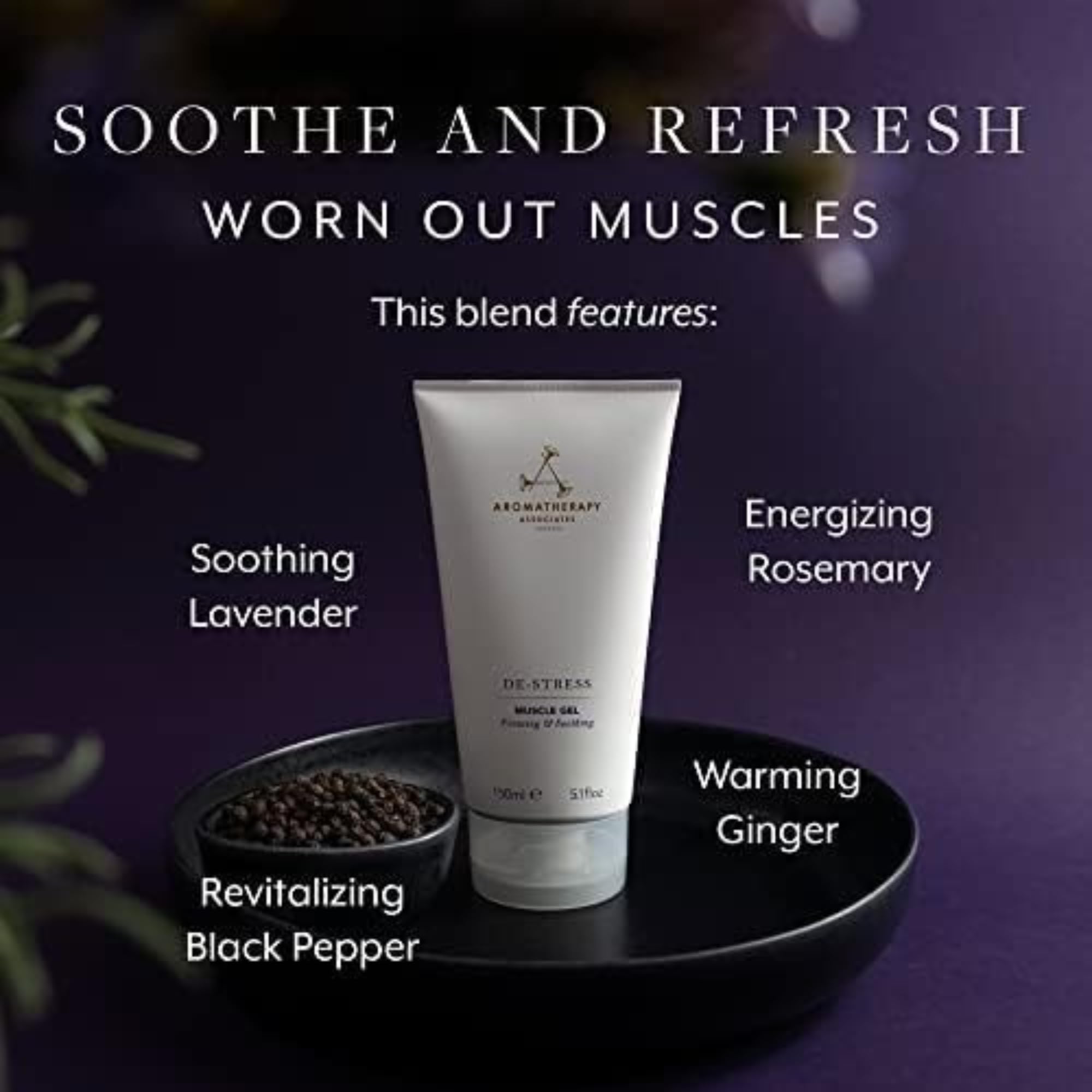 Aromatherapy Associates De-Stress Muscle Gel, Cooling & Warming Massage Gel with Ginger, Black Pepper & Rosemary Essential Oils for Daily Tension & Post-Activity Comfort, 5.07 oz Aromatherapy Associates buy supplements canada
