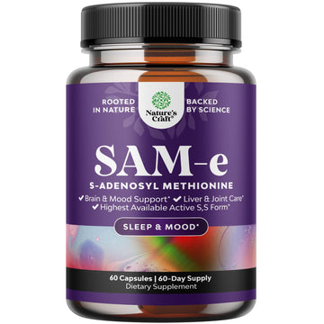 Sam-E 200mg Mood Support Supplement - S-Adenosyl Methionine Sam-E Supplement for Natural Relaxing Mood Boost Brain Support and Liver Detox Cleanse - Vegan Non-GMO and Gluten Free - 60 Count Natures Craft buy supplements canada