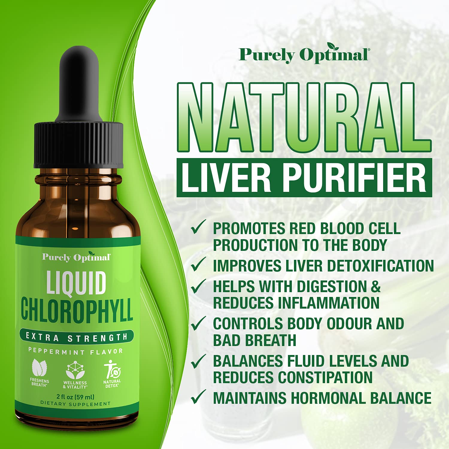 Premium Chlorophyll Liquid Drops - 100% Natural & Gluten Free Liquid Chlorophyll Purely Optimal buy supplements canada