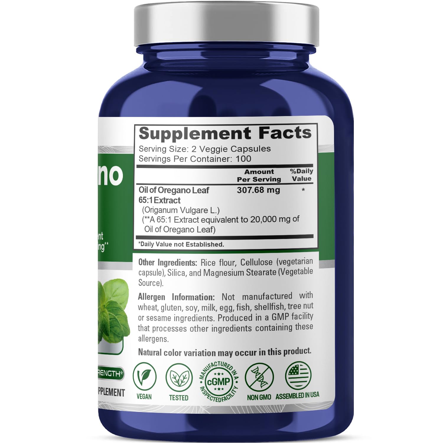 NusaPure Oregano Oil Extract 20000mg | 200 Veggie Powder Capsules | Naturally Occurring Carvacrol | Non-GMO and Vegan Extract 65:1 NusaPure buy supplements canada