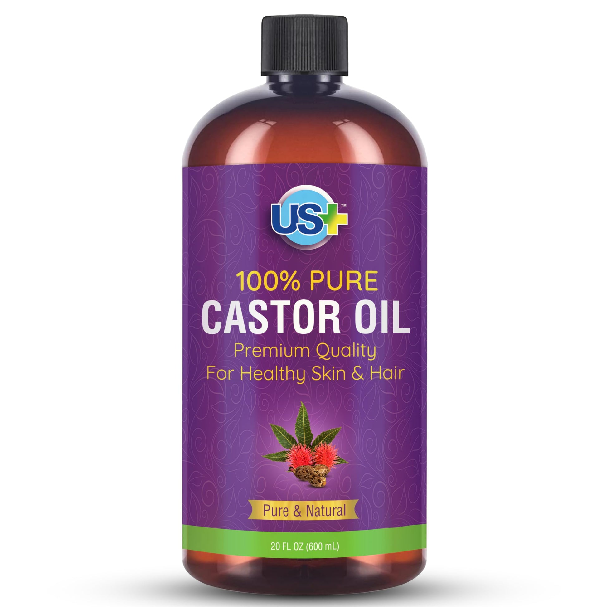 Us+ 20oz 100% Pure Castor Oil - Cold-pressed, Unrefined, Hexane-free - USP Grade - Premium Quality Us+ buy supplements canada