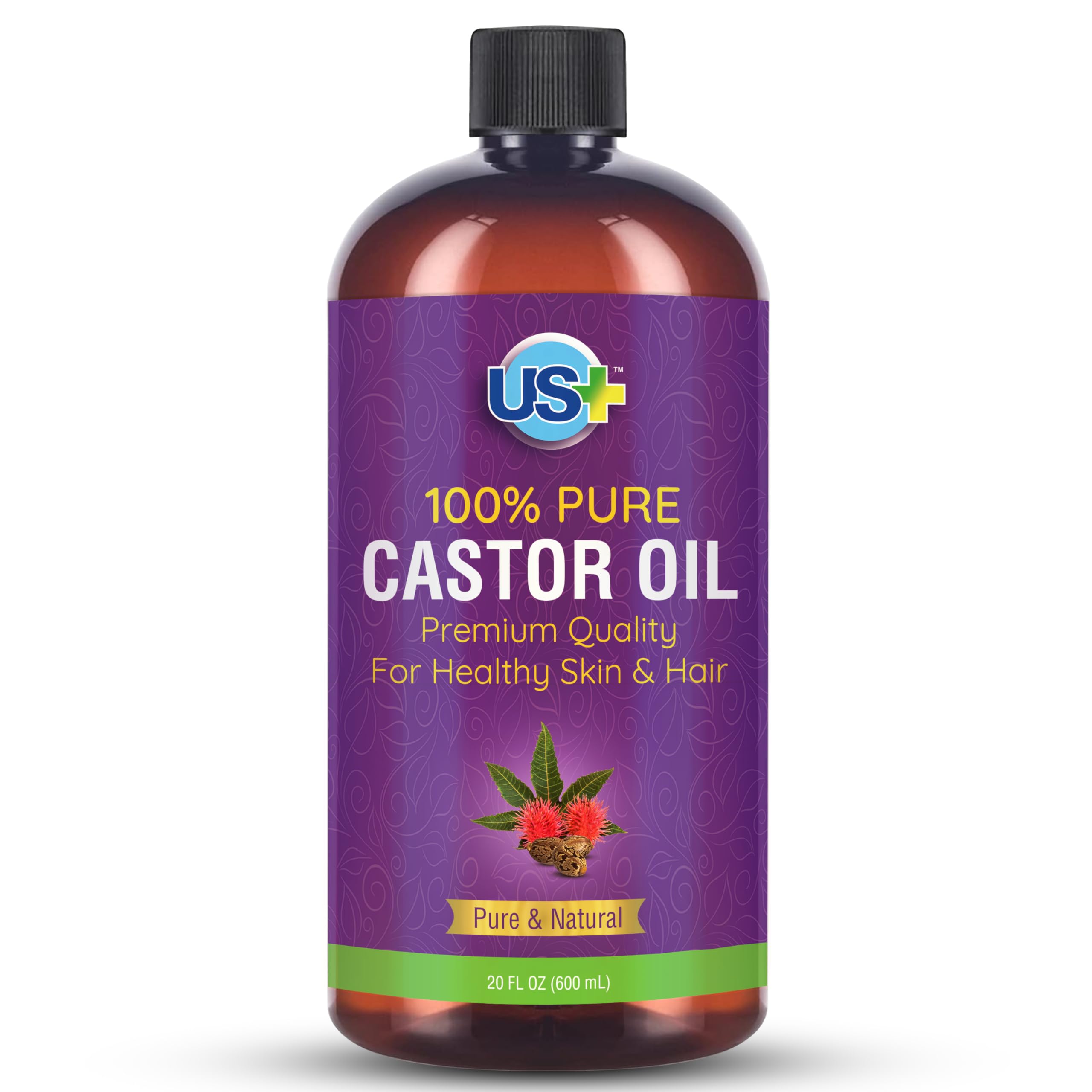 Us+ 20oz 100% Pure Castor Oil - Cold-pressed, Unrefined, Hexane-free - USP Grade - Premium Quality Us+ buy supplements canada