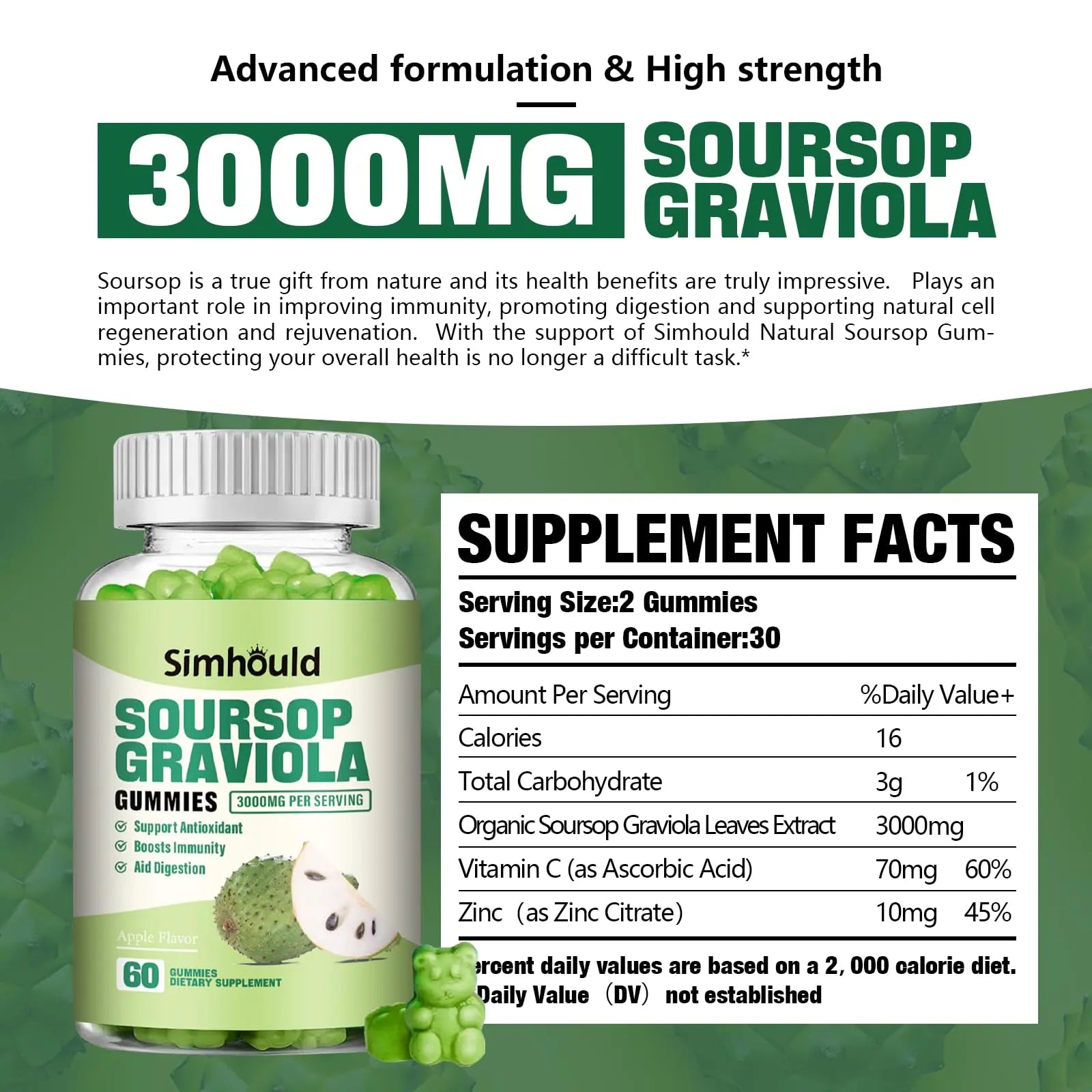 Simhould 1 Pack Soursop Graviola Gummies Simhould buy supplements canada