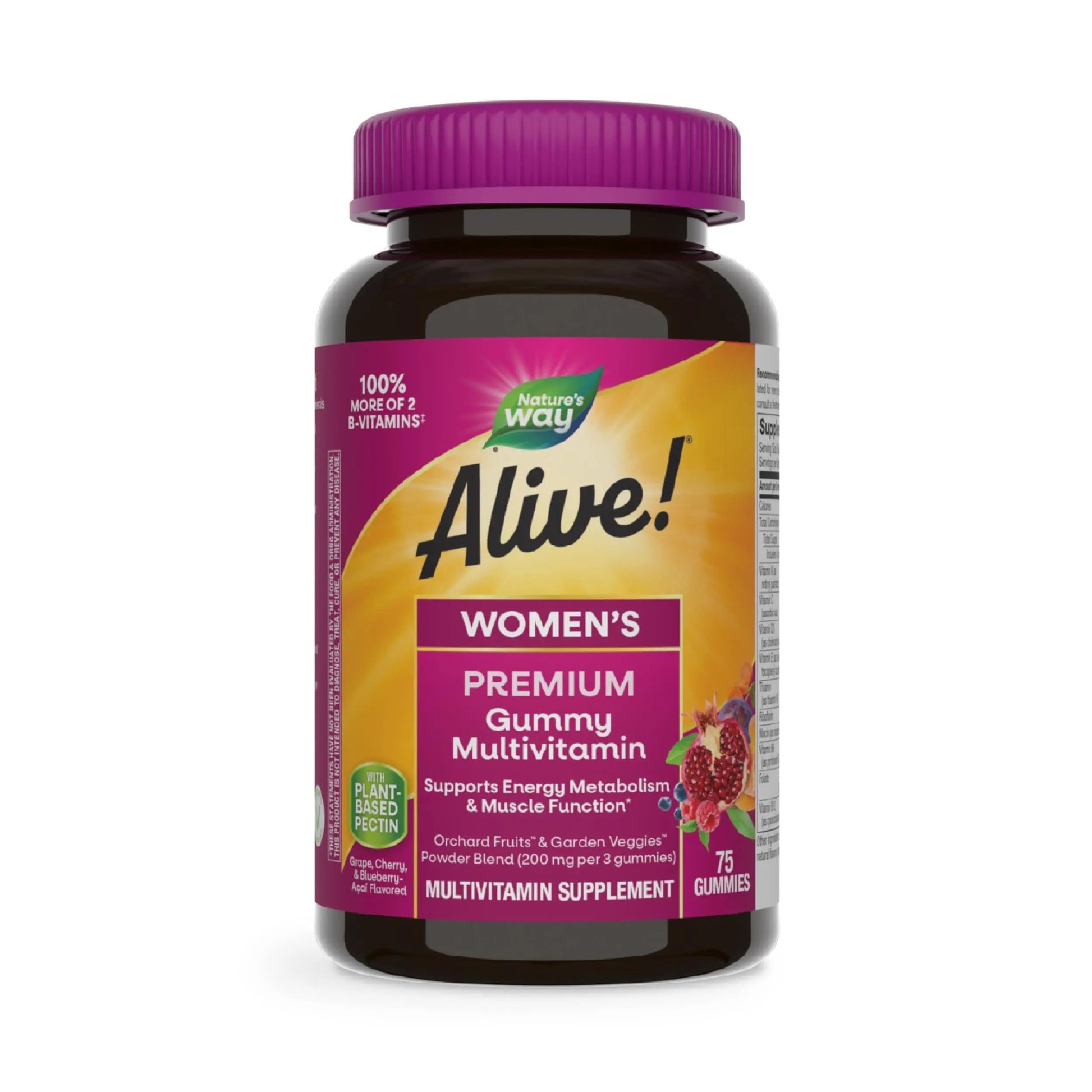 Nature’s Way Alive! Premium Women’s Gummy Multivitamin, Supports Energy Metabolism, Muscle Function*, B-Vitamins, Grape, Cherry, & Blueberry-Acai Flavored, 75 Gummies Nature's Way buy supplements canada