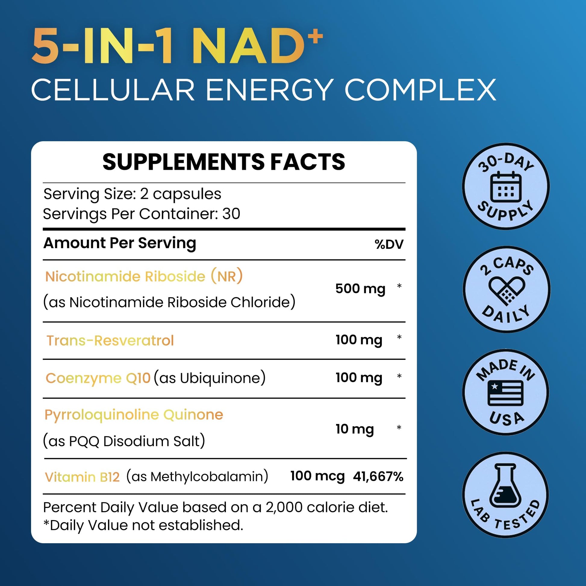 Anyglory NAD+ Supplement with 500mg NR, Resveratrol, CoQ10, PQQ- 5-in-1 NAD Formula |NMN Supplement Alternative|NAD Resveratrol Support Cellular Energy & Healthy Aging-Made in USA-60 Capsules Anyglory buy supplements canada