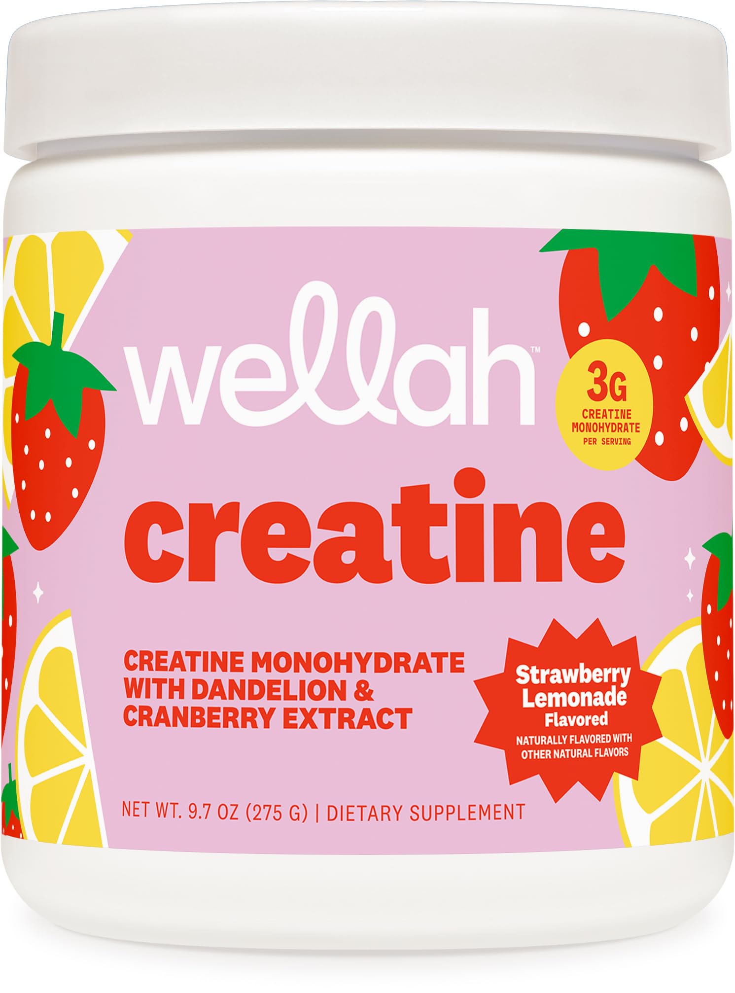 Wellah Creatine for Women - Creatine Monohydrate with Dandelion & Cranberry Extract (50 Servings, Strawberry Lemonade) Wellah buy supplements canada
