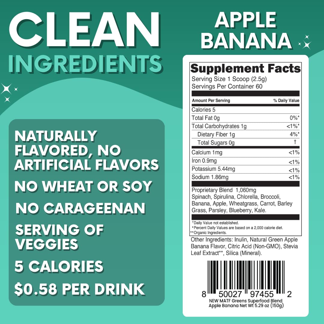 Green Superfood Powder for Digestion & Gut Health - Keto Friendly Superfood Greens Blend Powder for Immune Support - Powdered Greens Supplement for Immune Boost - Apple Banana Flavor My Adventure to Fit buy supplements canada