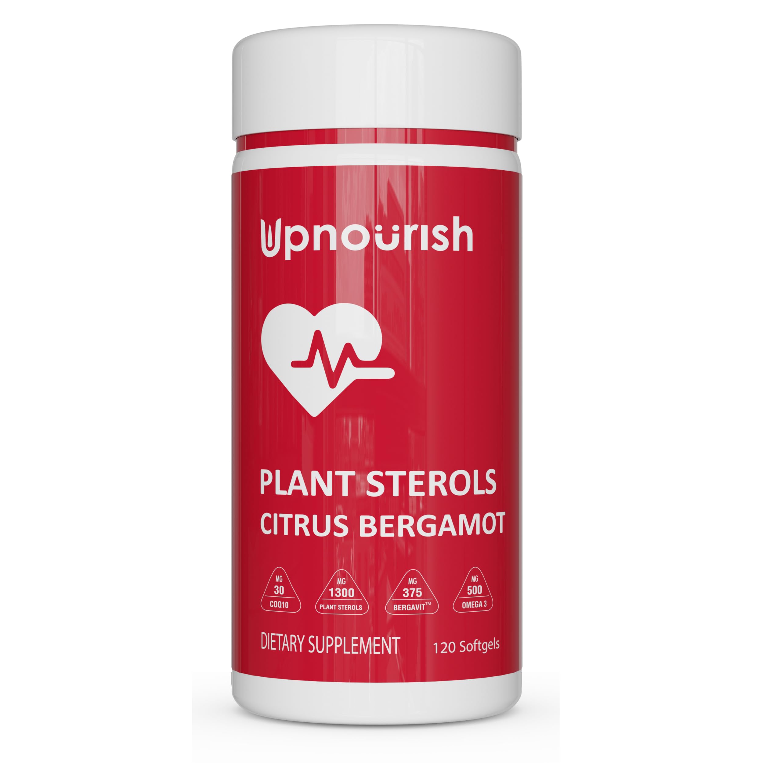 UpNourish Plant Sterols Citrus Bergamot Supplement for High Cholesterol with CoQ10, Omega 3, Olive Leaf, Turmeric Curcumin, Black Garlic and Niacin - 120 Softgels UpNourish buy supplements canada