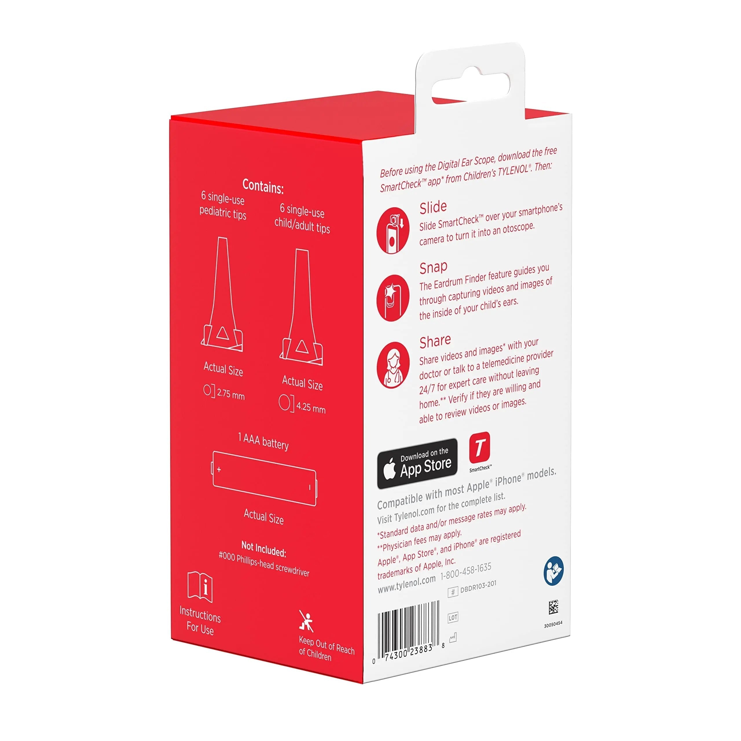 SmartCheck Digital Ear Scope from Children's Tylenol, Otoscope with Light, 1 Otoscope Clamp, 12 Specula Tips + Children's Tylenol Pain + Fever Medicine with Acetaminophen, 8 fl. oz Tylenol buy supplements canada