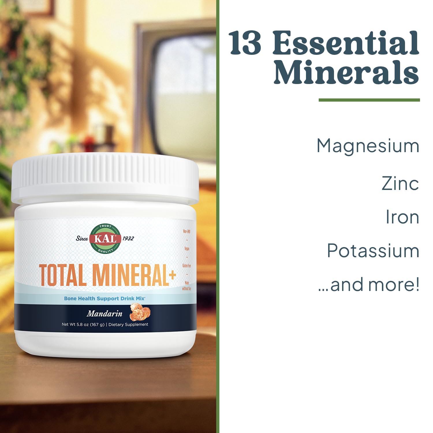 KAL Total Mineral+ Powder - Total Complex - Magnesium Glycinate, Zinc, Calcium and More - Bone Health & Whole Body Support Supplement - Vegan, Non-GMO, Gluten-Free 60-Day Guarantee - 30 Servings KAL buy supplements canada