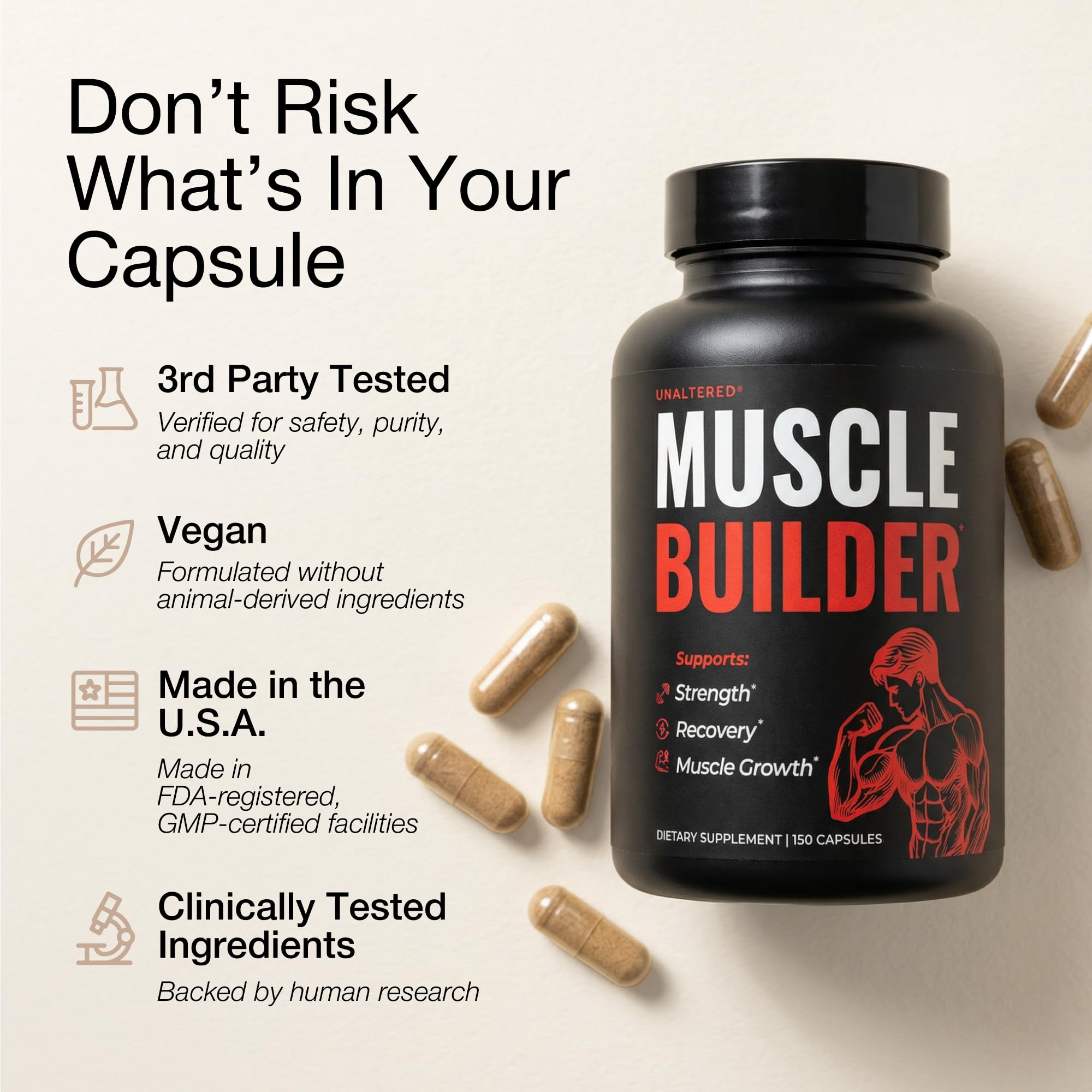 UNALTERED Anabolic Muscle Builder for Men - Growth, Size, Strength - Natural Muscle Building Supplement & Energy Booster - Tribulus Terrestris, Ginseng, Vitamin D3, Ashwagandha - 150 Capsules UNALTERED buy supplements canada