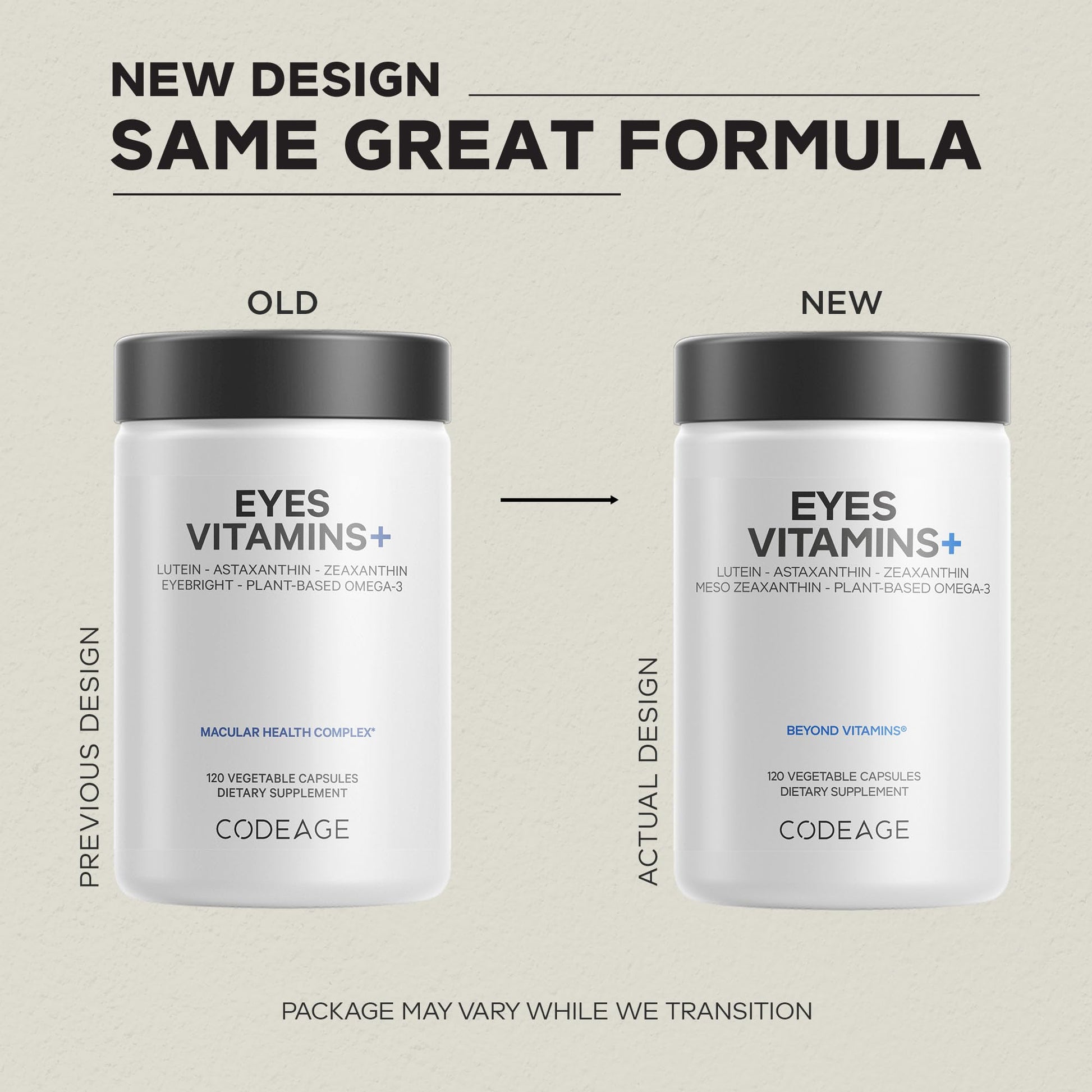 Codeage Eyes Vitamins - AREDS 2 Based Formula Supplement - 2-Month Supply - Vitamins A, C, E, Zinc, Lutein, Astaxanthin, Zeaxanthin, Eyebright, Marigold, Bilberry, Saffron, Omega-3-120 Capsules Codeage buy supplements canada