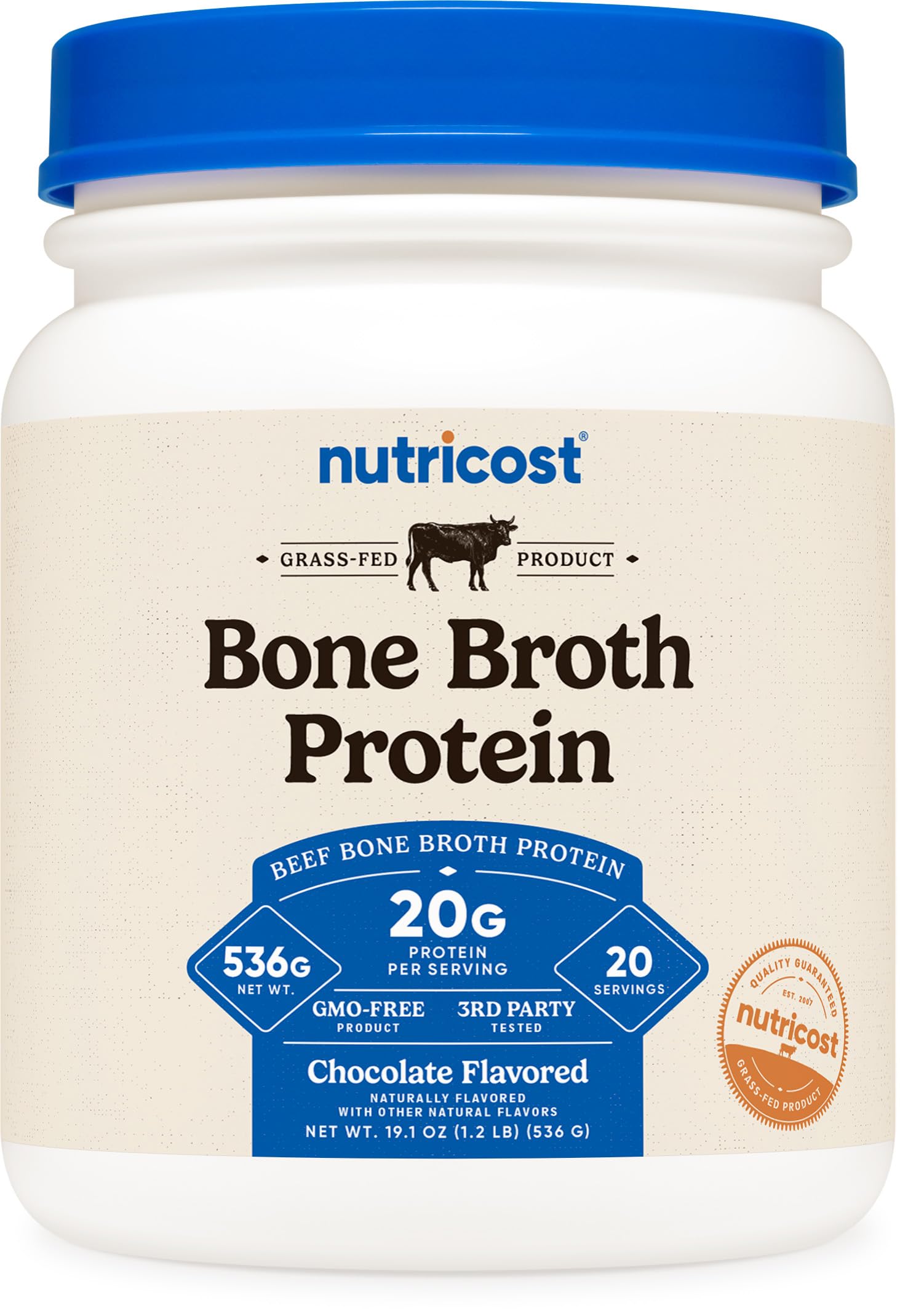 Nutricost Beef Bone Broth Protein Powder Chocolate (20 Servings) - Gluten-Free, GMO-Free Nutricost buy supplements canada