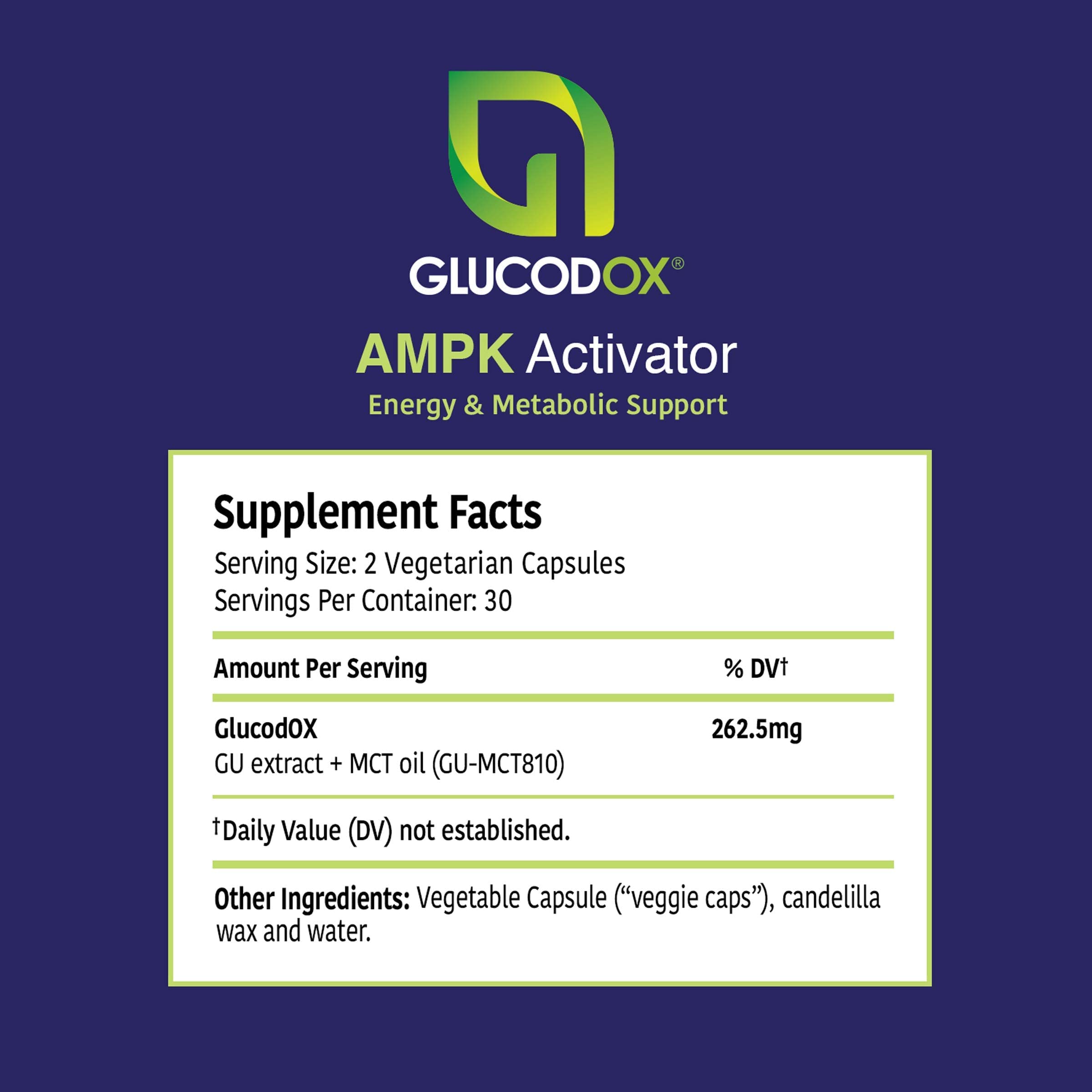 GlucodOX AMPK Activator Supplement – AMPK Enzyme, Metabolism Booster, Guggul Supplement for Body Management & Longevity – Vegan Metabolic Support - 30 Day Supply (60 Capsules) GlucodOX buy supplements canada