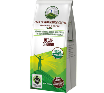 Peak Performance High Altitude Organic Decaf Coffee - Fair Trade, Low Acid, Non GMO, and Beans Full of Antioxidants - Medium Roast Smooth Tasting USDA Certified Organic Decaffeinated Ground 12 oz Peak Performance buy supplements canada