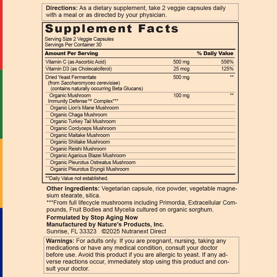 Stop Aging Now - Immune Support - with Vitamin C, Vitamin D3 and Mushroom Complex - 60 Vegetarian Capsules Stop Aging Now buy supplements canada