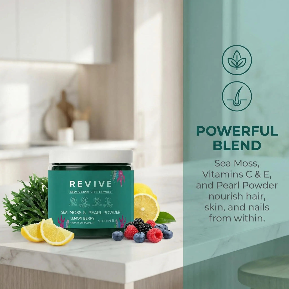 Balmbare Revive Gummies for Hair Loss - Sea Moss Gummies with Vitamin C, Vitamin E, Aloe Vera, Pearl Powder Supports Faster Hair Growth Rulinal buy supplements canada