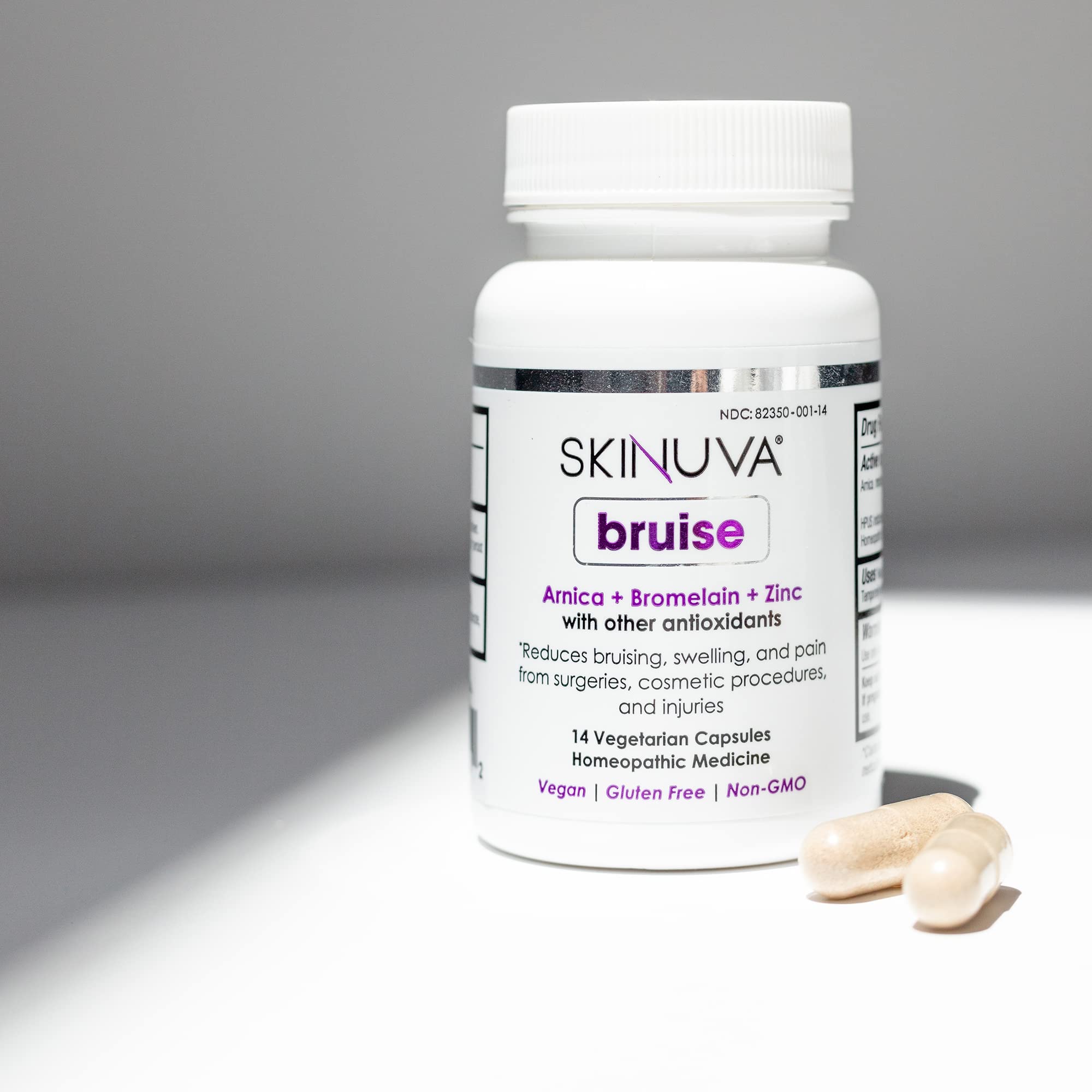 Skinuva® Bruise - Supplement for Bruising and Swelling - A Homeopathic Bruise Remedy Formulated with Arnica, Bromelain & Zinc - 14 Capsules (7-Day Treatment) Skinuva buy supplements canada