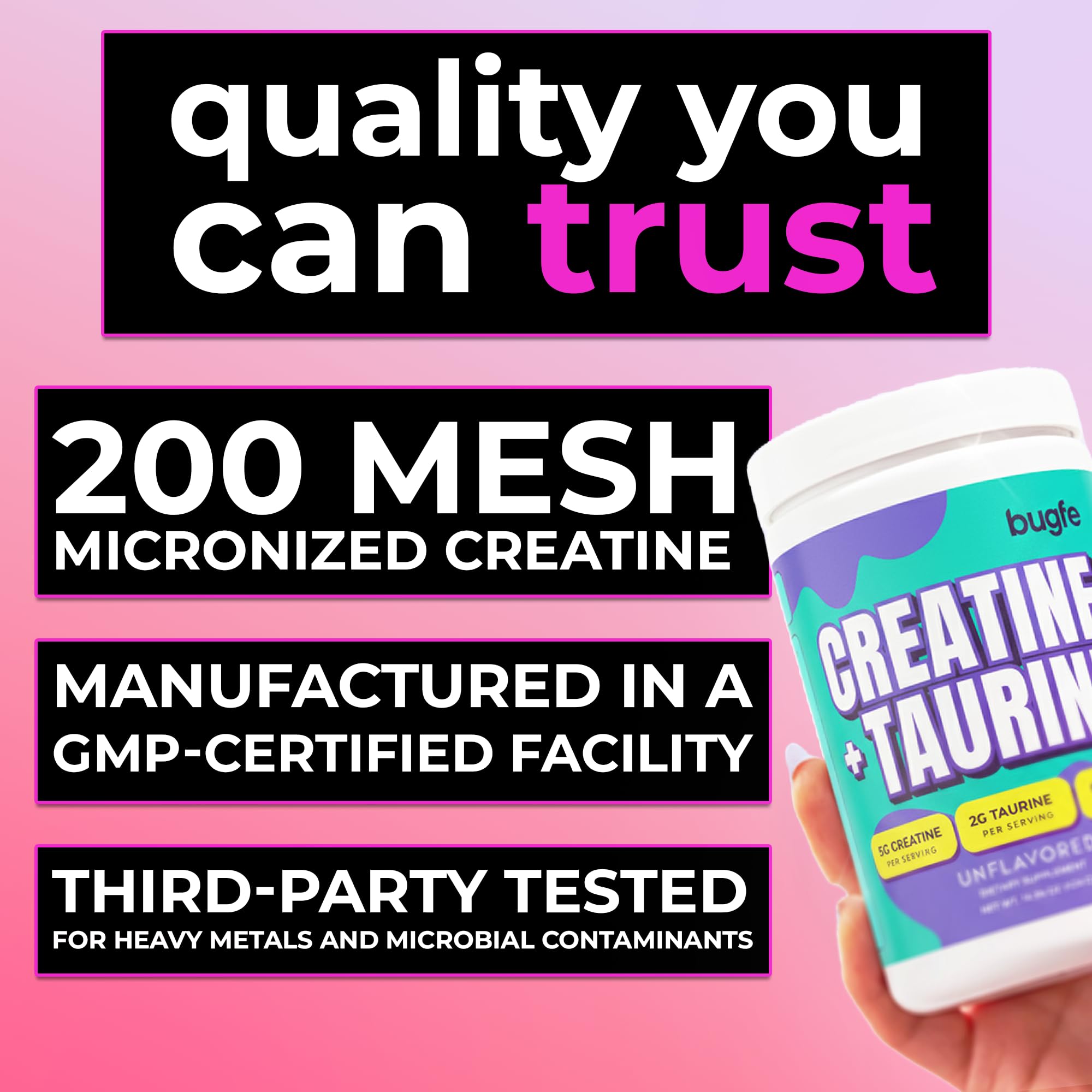 Creatine with Taurine for Women & Men - Unflavored Micronized Creatine Monohydrate Plus Taurine Powder to Support Muscle Strength, Recovery & Brain Health (60 Servings) Bugfe buy supplements canada