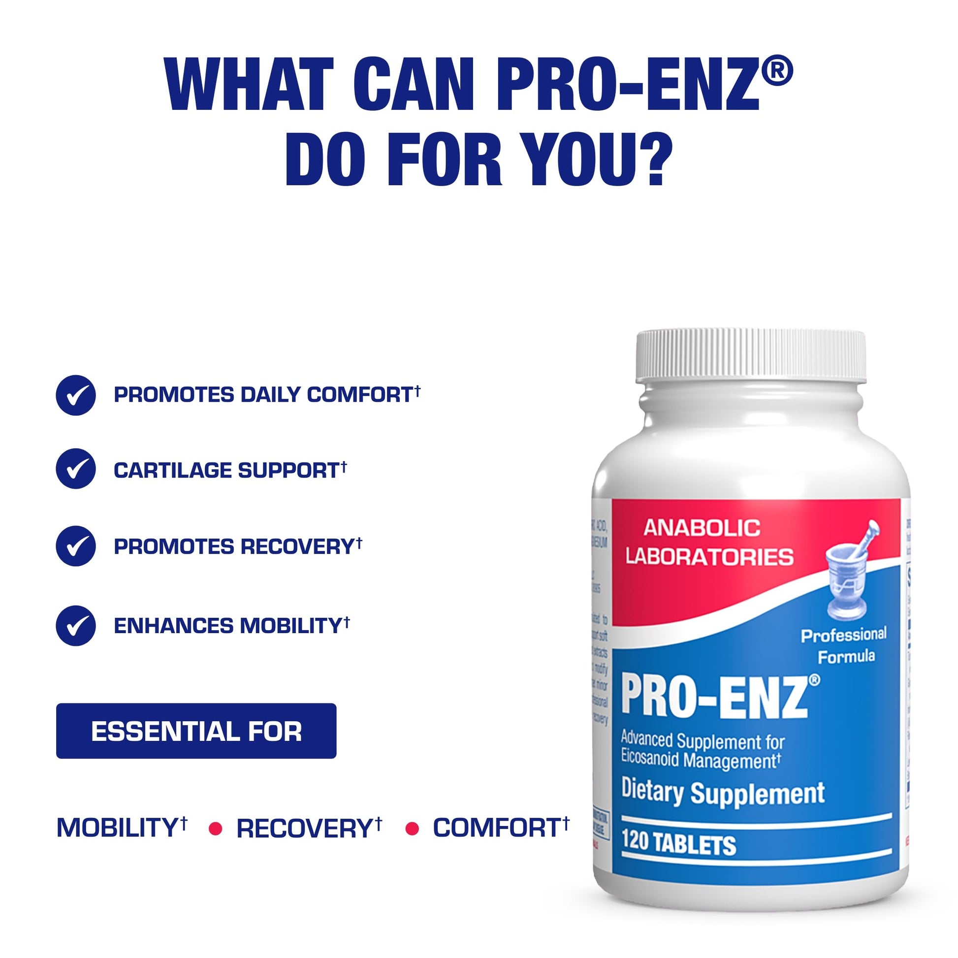 Pro ENZ Joint Support Supplement - Clinical Formula Turmeric Boswellia Supplement for Joint & Cartilage Mobility and Comfort Support Plus Eicosanoid Management with Proteolytic Enzymes (120 Servings) Anabolic Laboratories buy supplements canada