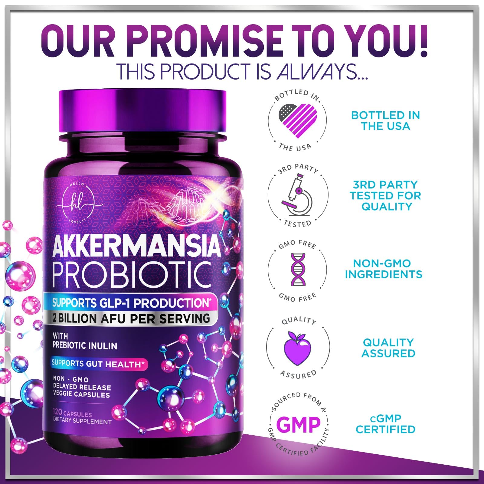 Akkermansia Probiotic - 2 Billion AFU per Serving - Best Strain for GLP-1 Production Support with Prebiotic Fiber for Natural Digestive & Gut Health Hello Lovely! buy supplements canada