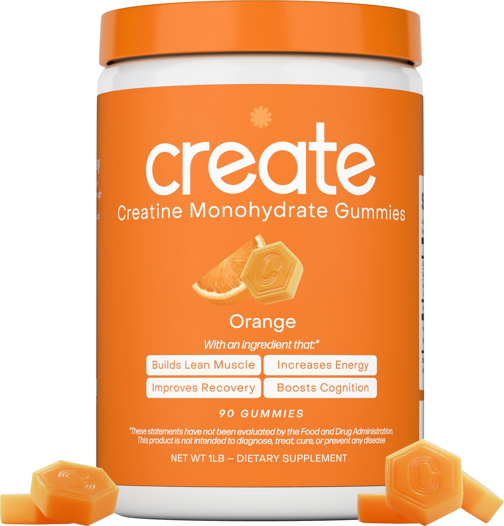 Create Creatine Monohydrate Gummies for Men & Women, Boost Focus, Strength, and Endurance, Anti-Melting Formula, Vegan, Gluten-Free, Non-GMO, 1.5g of Creatine per Gummy (Orange) Create buy supplements canada