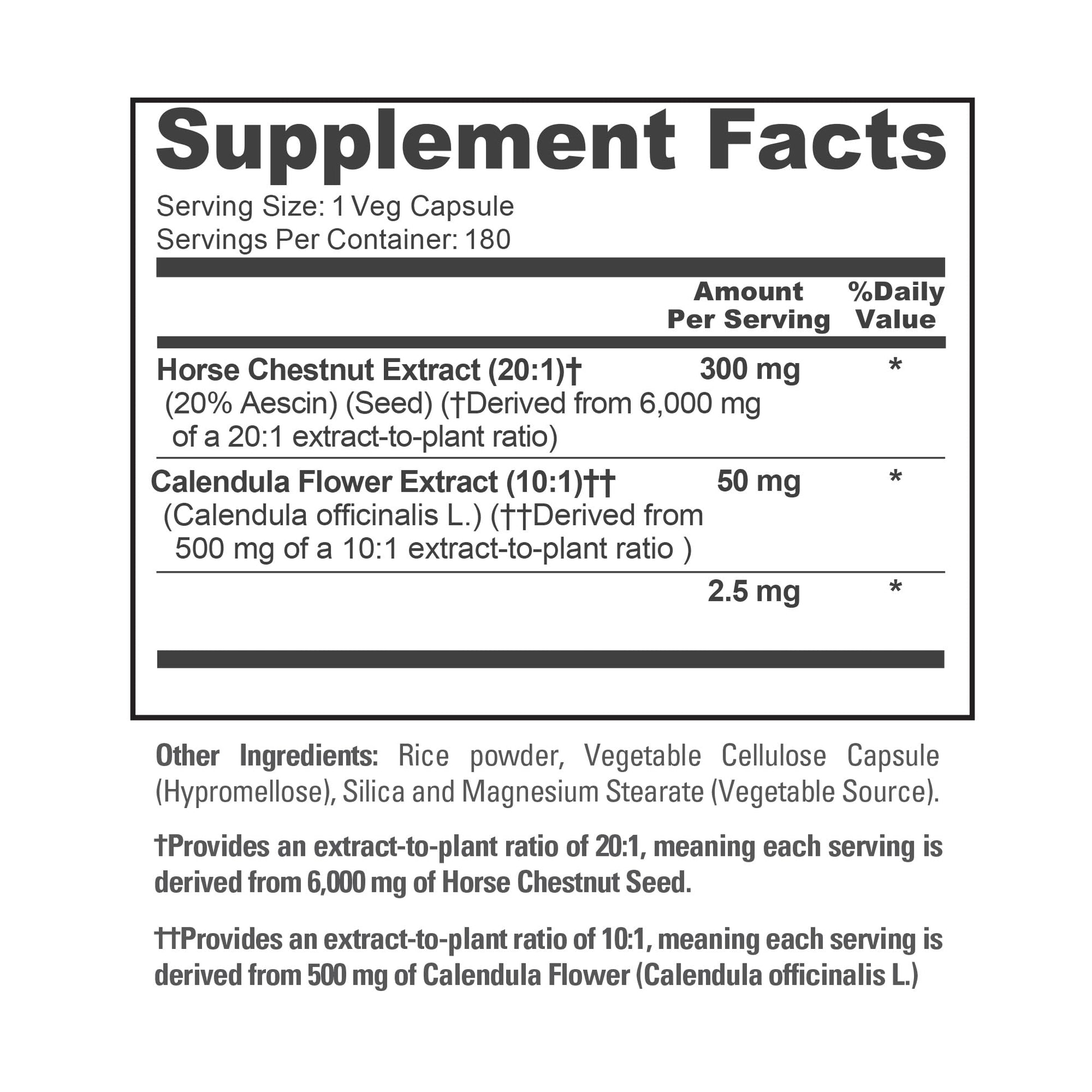 NusaPure Horse Chestnut 20:1 Extract, 300 mg Equivalent to 6,000mg 180 Veggie Caps Non-GMO, Vegan, BioPerine, Calendula Flower NusaPure buy supplements canada