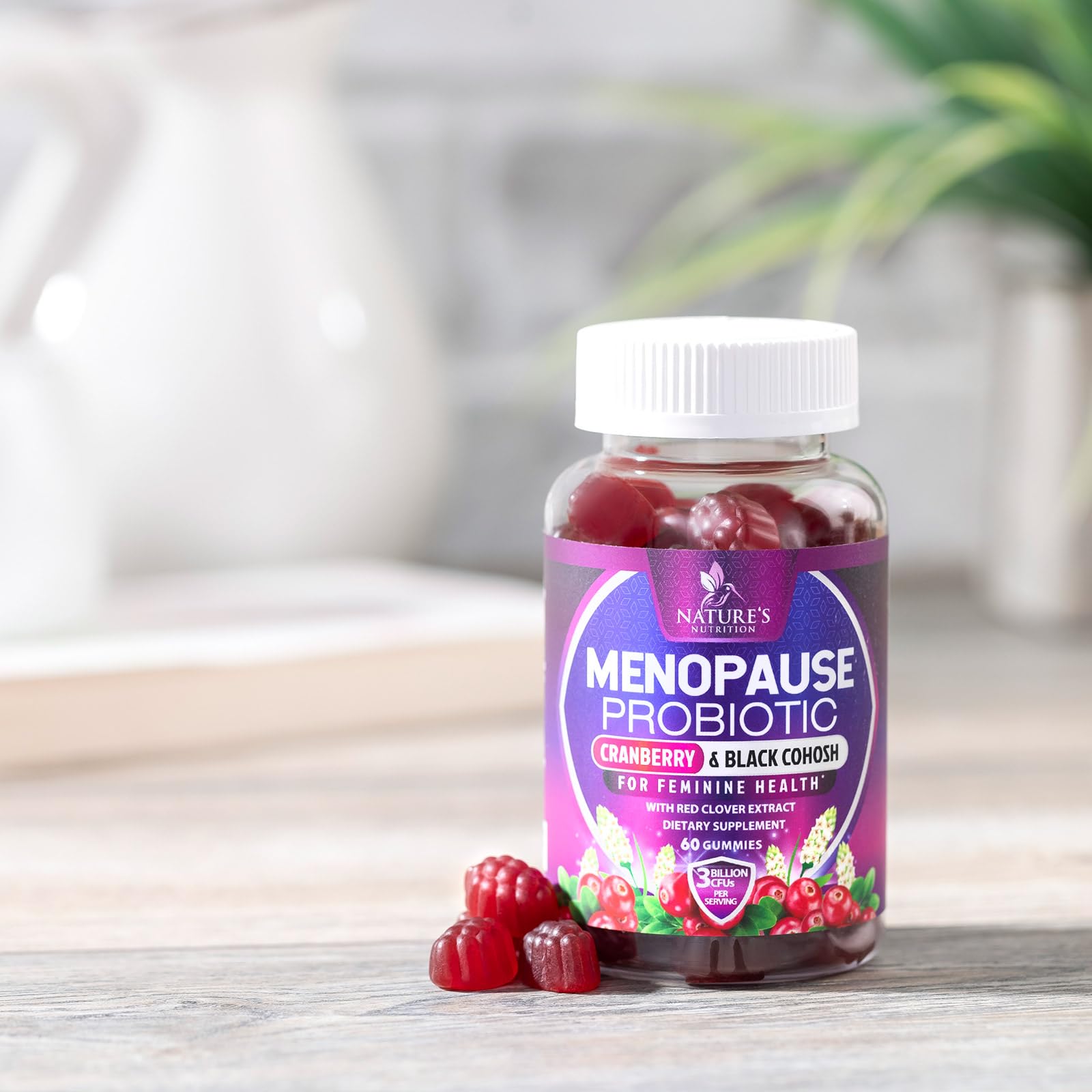 Menopause Supplement Gummies - 3 Billion CFU Women's Probiotics - Advanced Menopause Relief Formula for Women with Black Cohosh & Red Clover - Mild Hot Flashes & Night Sweats Support - 60 Gummies Nature's Nutrition buy supplements canada