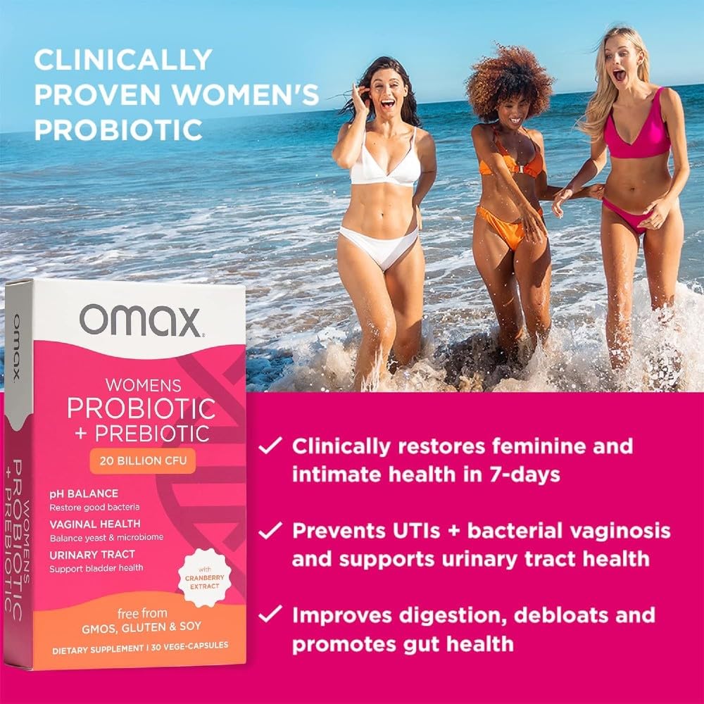 2 Pack Omax Prebiotics & Probiotics for Women, pH Balance, Vaginal Health, Urinary Tract, Yeast Omax3 buy supplements canada