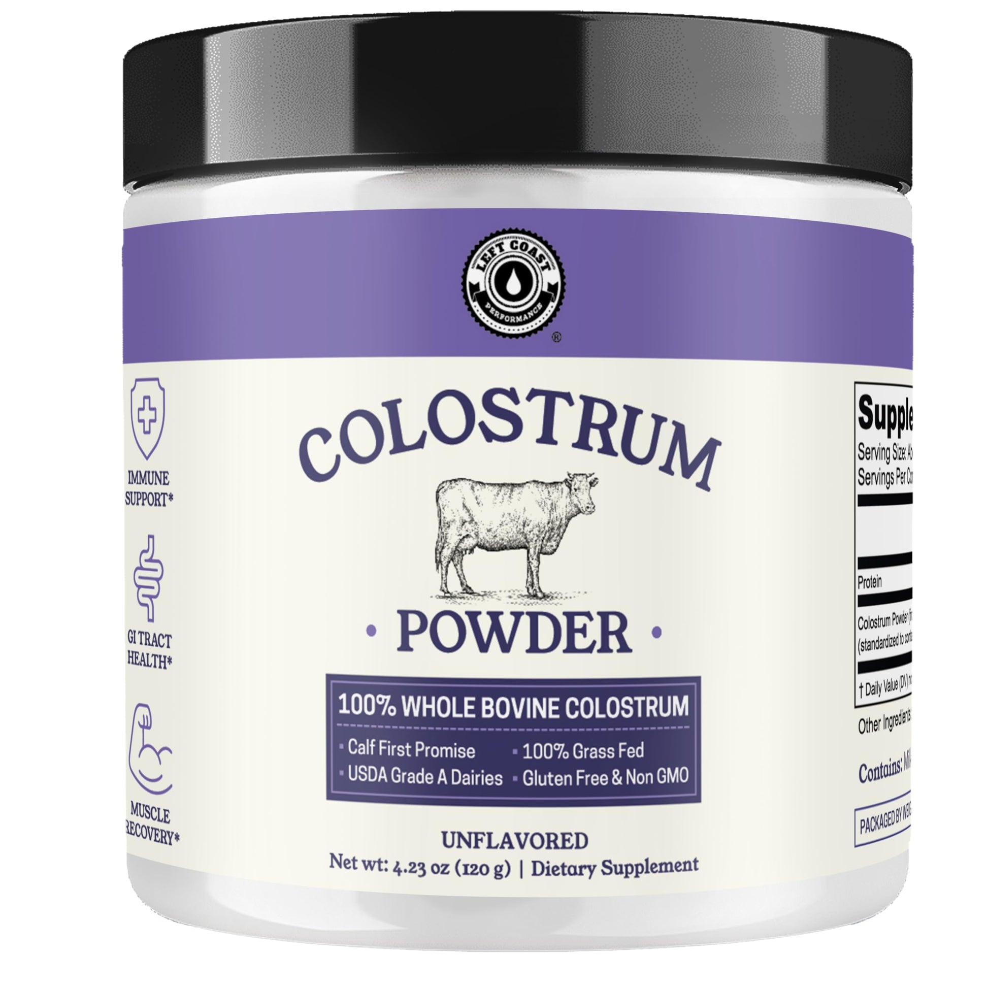 Colostrum Powder – USA Sourced Bovine Colostrum for Humans for Immune Support, Gut Health, Muscle Recovery - Single Ingredient, No Additives, Grass Fed, Non-GMO Colostrum Supplement for Women and Men Left Coast Performance buy supplements canada