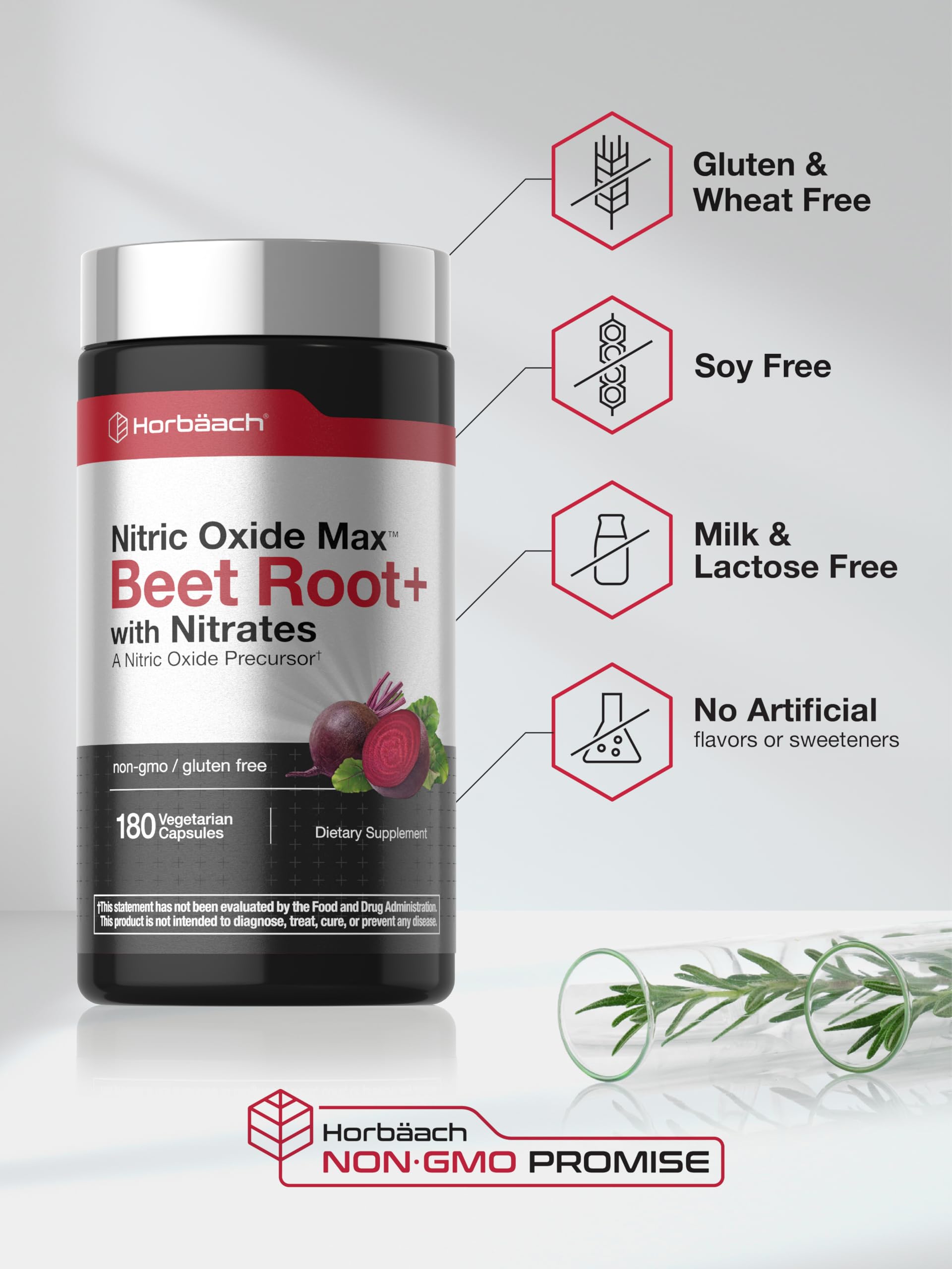 Horbäach Nitric Oxide Beet Root Capsules | 180 Count | with Nitrates and Precursor | for Men and Women | Vegetarian, Non-GMO Horbäach buy supplements canada
