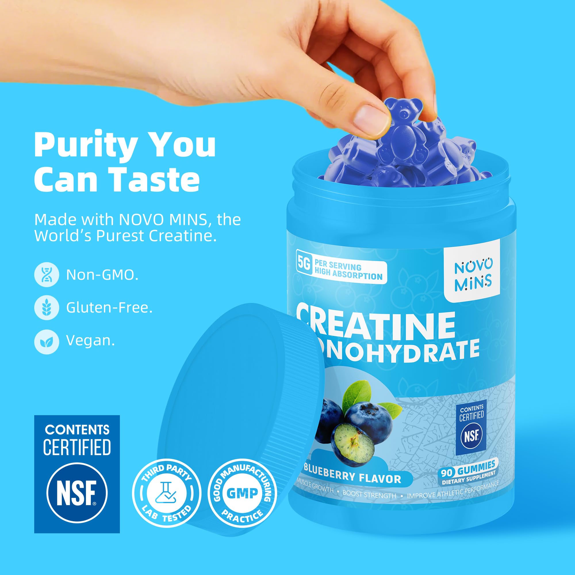 novomins Creatine Monohydrate Gummies 5000mg for Men & Women, Chewables Creatine Monohydrate for Muscle Strength, Muscle Builder, Energy Boost, Pre-Workout Supplement novomins buy supplements canada