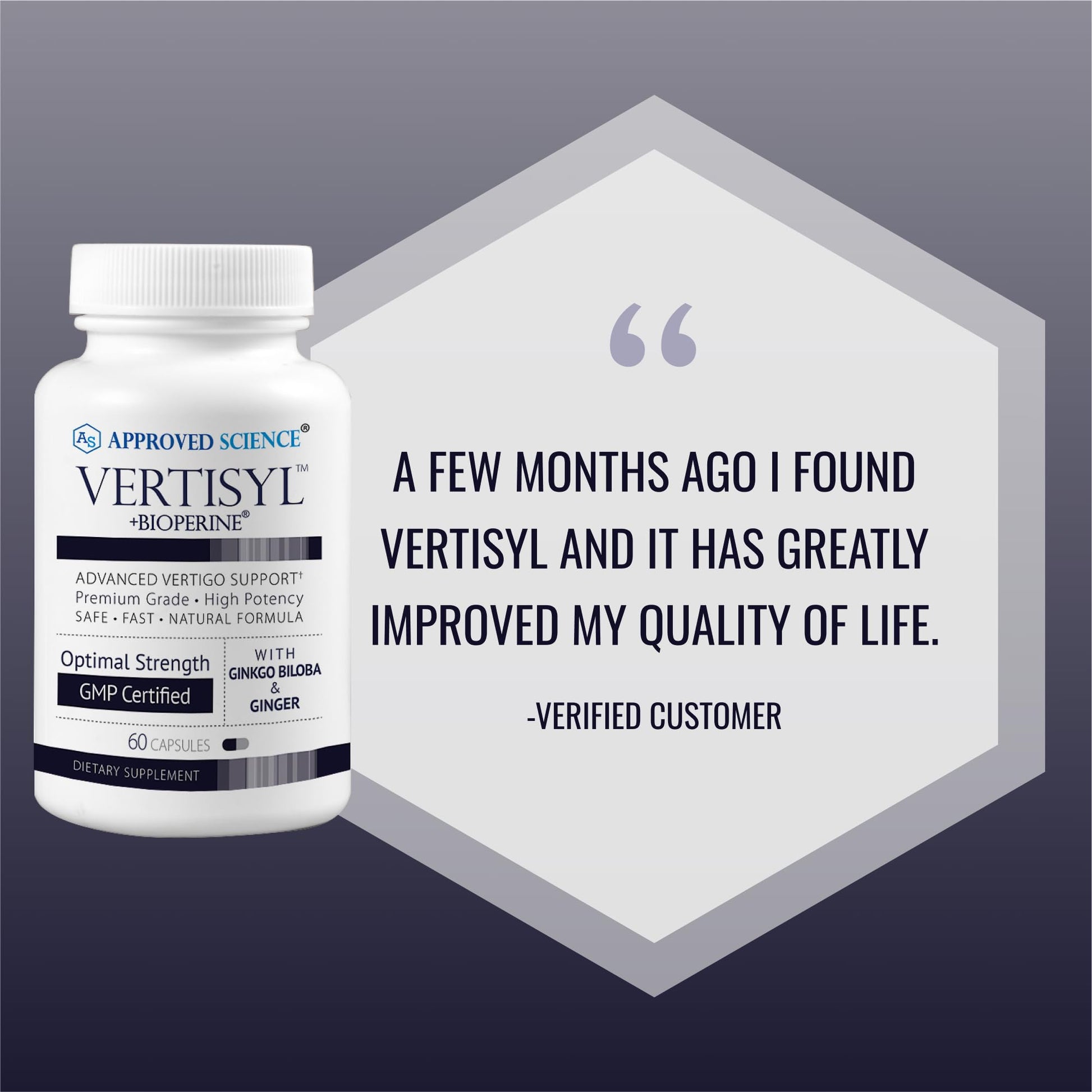 Approved Science VertiSyl - Ginkgo Biloba, Ginger, Vitamin D3, BioPerine - 60 Capsules - 1 Month Supply Approved Science buy supplements canada