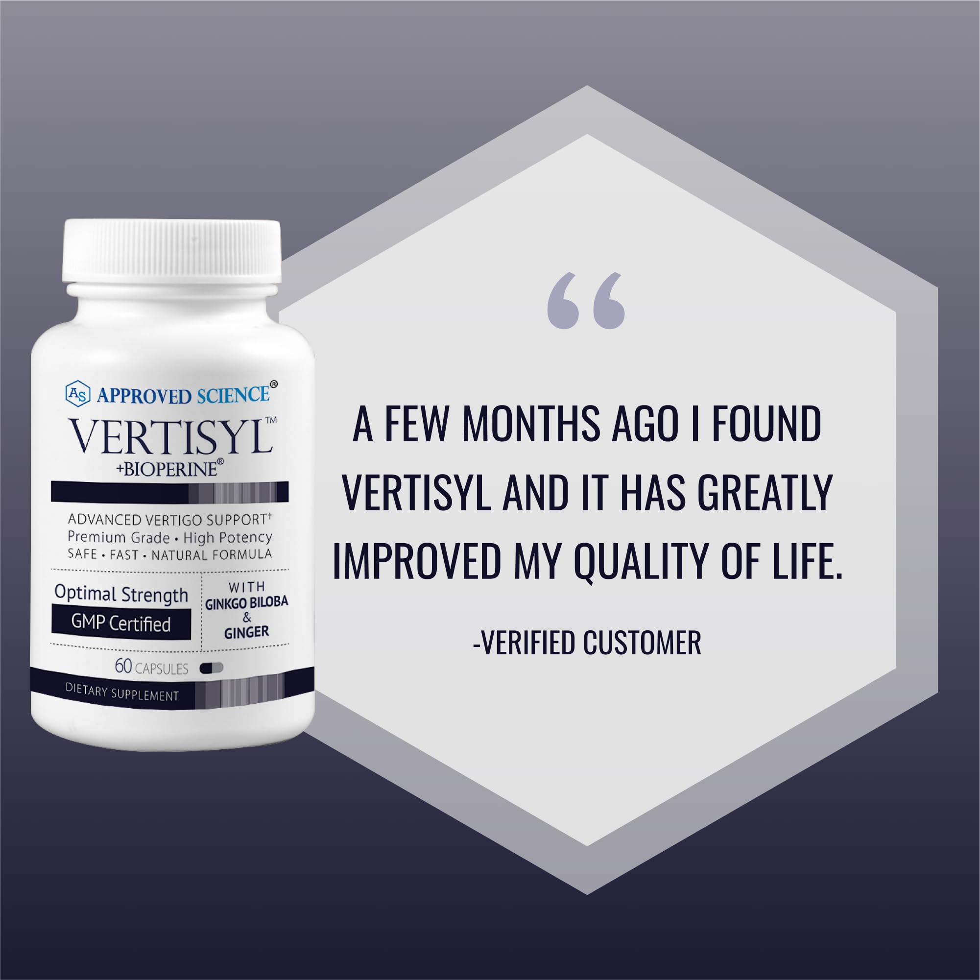 Approved Science VertiSyl - Ginkgo Biloba, Ginger, Vitamin D3, BioPerine - 60 Capsules - 1 Month Supply Approved Science buy supplements canada