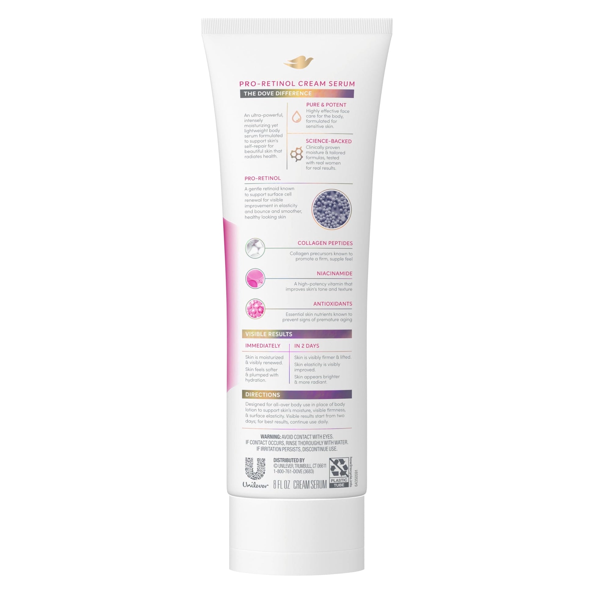 Dove Cream Serum Pro-Retinol + Firming for Elasticity and Firmness, with Collagen Peptides, Niacinamide and Antioxidants Lotion, 8 oz Dove buy supplements canada