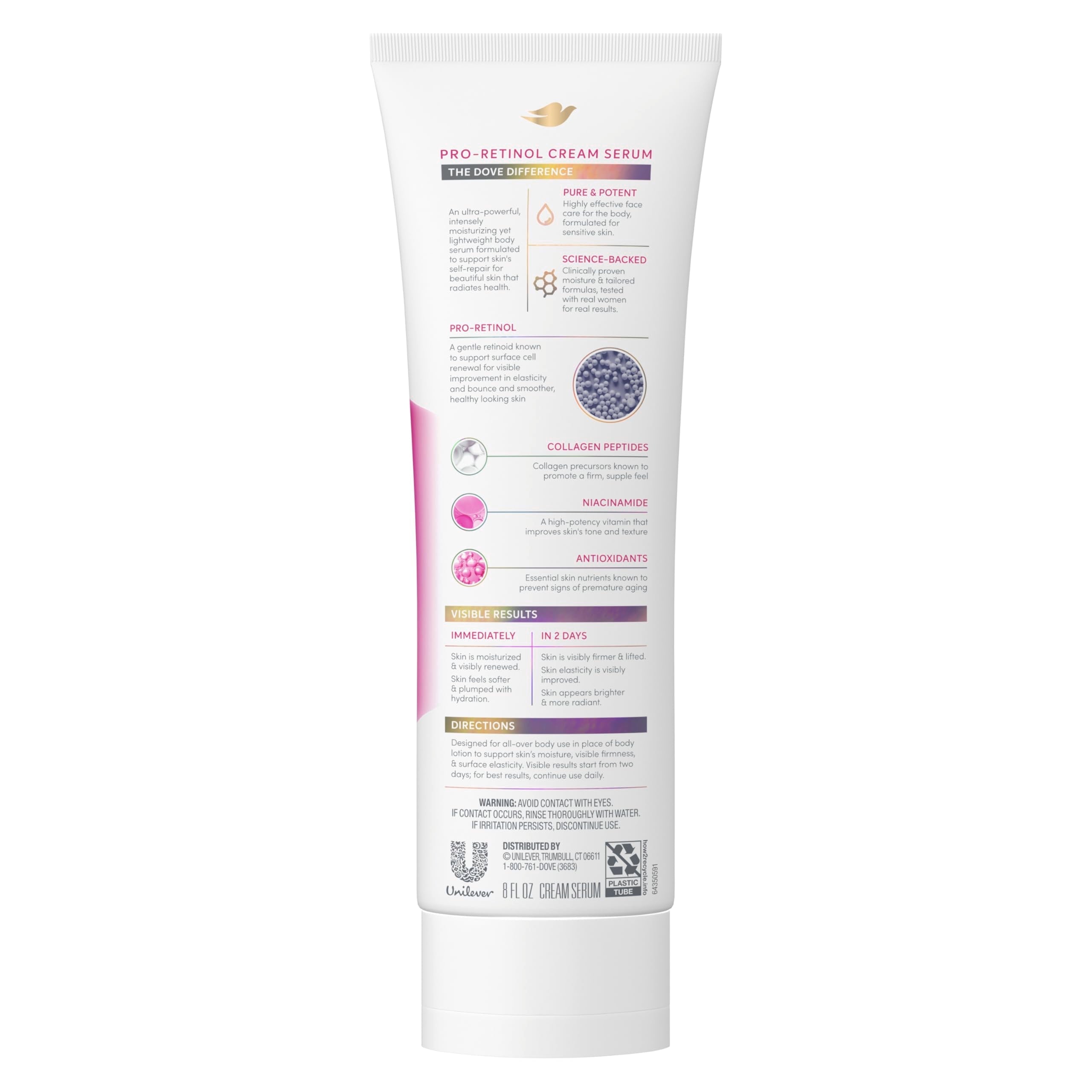 Dove Cream Serum Pro-Retinol + Firming for Elasticity and Firmness, with Collagen Peptides, Niacinamide and Antioxidants Lotion, 8 oz Dove buy supplements canada