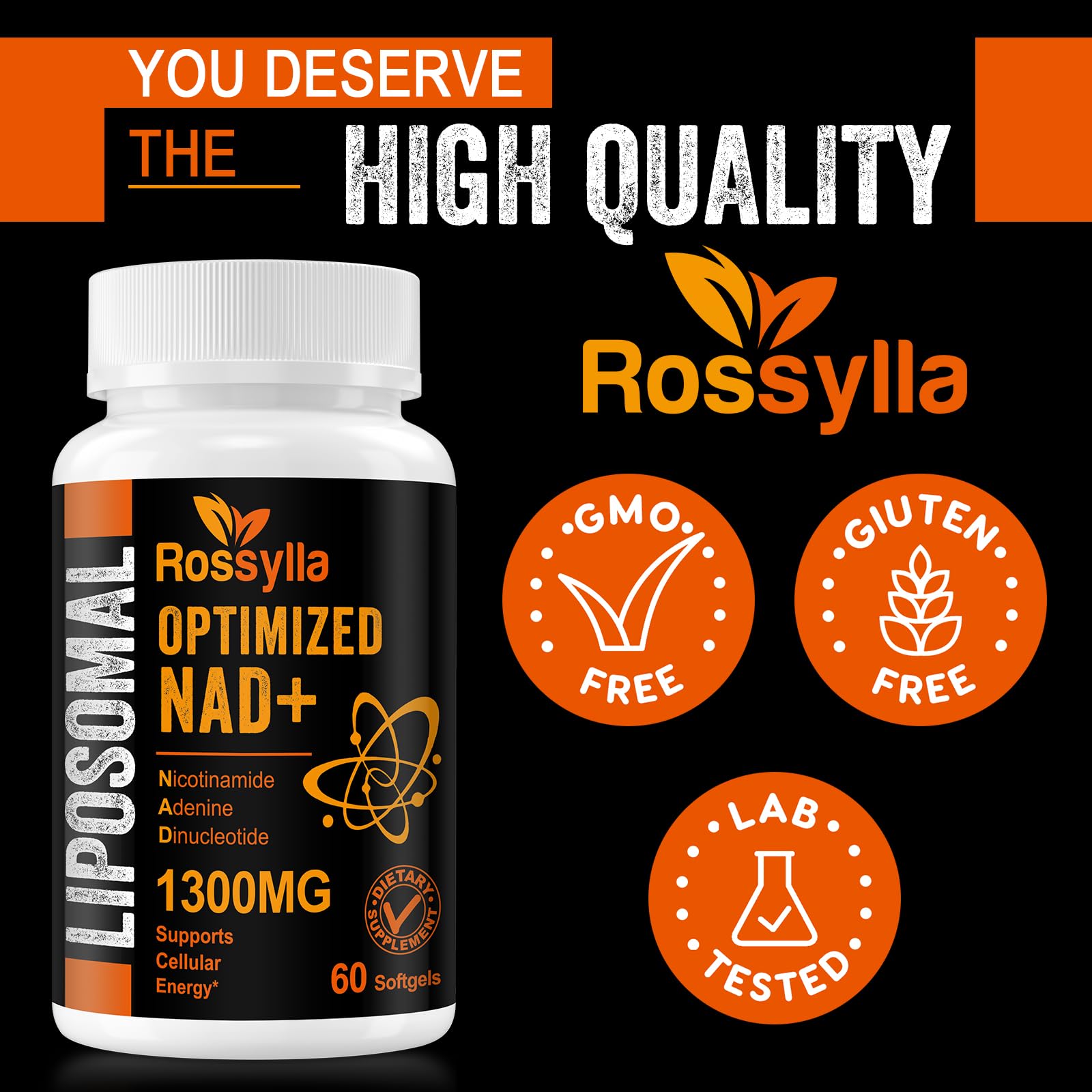 Rossylla 1300 MG Liposomal NAD+ Supplement | Highest Absorption | Purest NAD Supplemet to Boost NAD+ Effetively | Boosting NAD+ Supplement for Aging Defese, Cellular Energy, Longevity | 60 Count Rossylla buy supplements canada