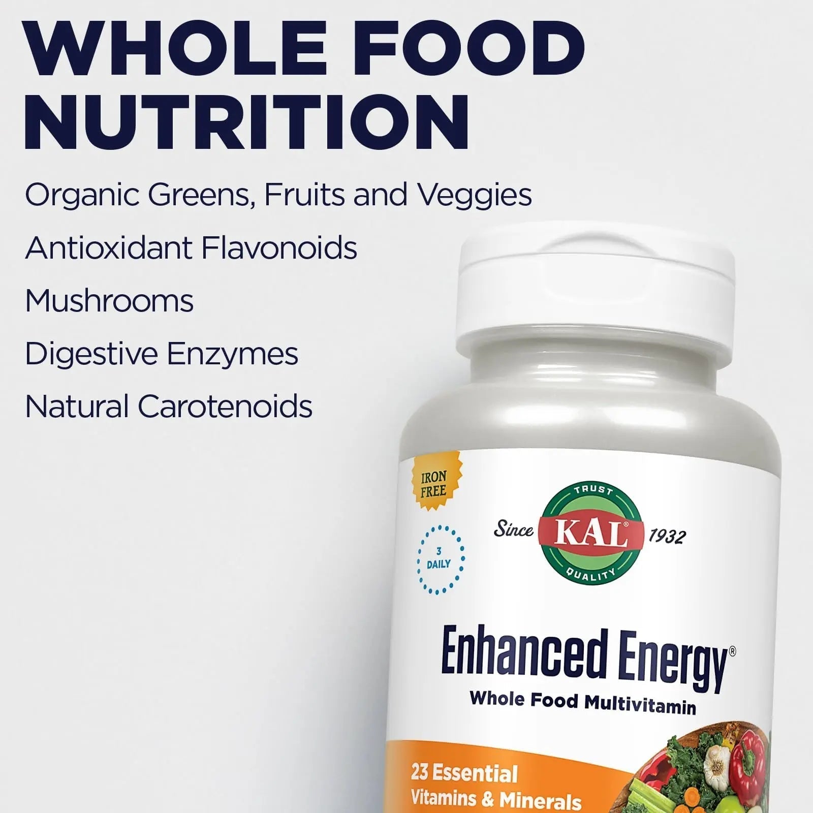KAL® Enhanced Energy Multivitamin | Whole Food Based Vitamins & Minerals w/ Antioxidants, Digestive Enzymes & Natural Carotenoids | 180 Capsules KAL buy supplements canada