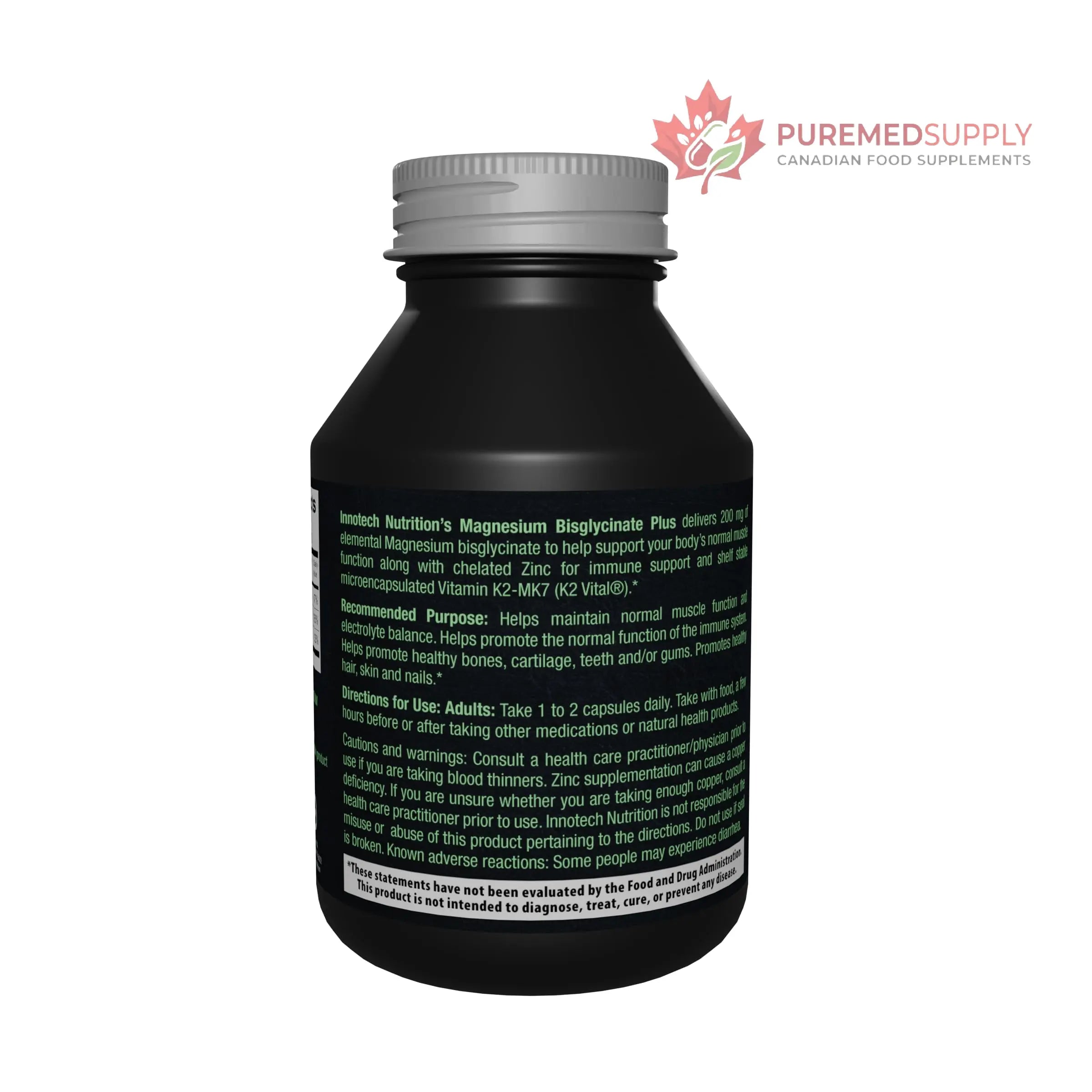 Innotech Nutrition Magnesium Plus Muscle Bone & Sleep Support Magnesium Bisglycinate Zinc & Vitamin K2 120 Vegan Capsules Innotech Nutrition Solutions buy supplements canada