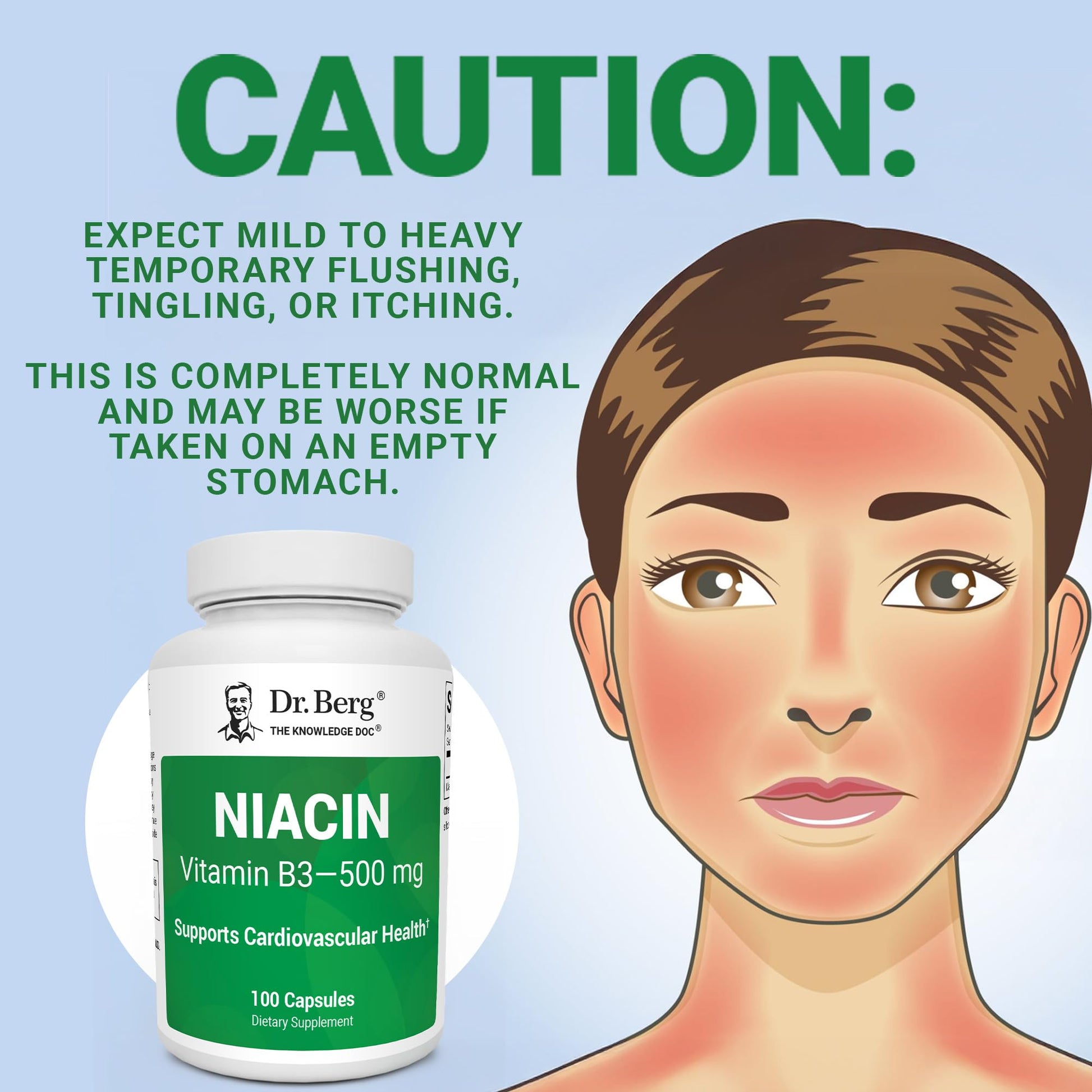 Dr. Berg Highly-Potent Niacin 500 mg – Now Only 125 mg per Capsule for Niacin Flush Tolerance Building – Gradually Increase to 500mg a Day – Vitamin B3 for Heart, Brain & Energy Support – 100 Capsules Dr. Berg Nutritionals buy supplements canada
